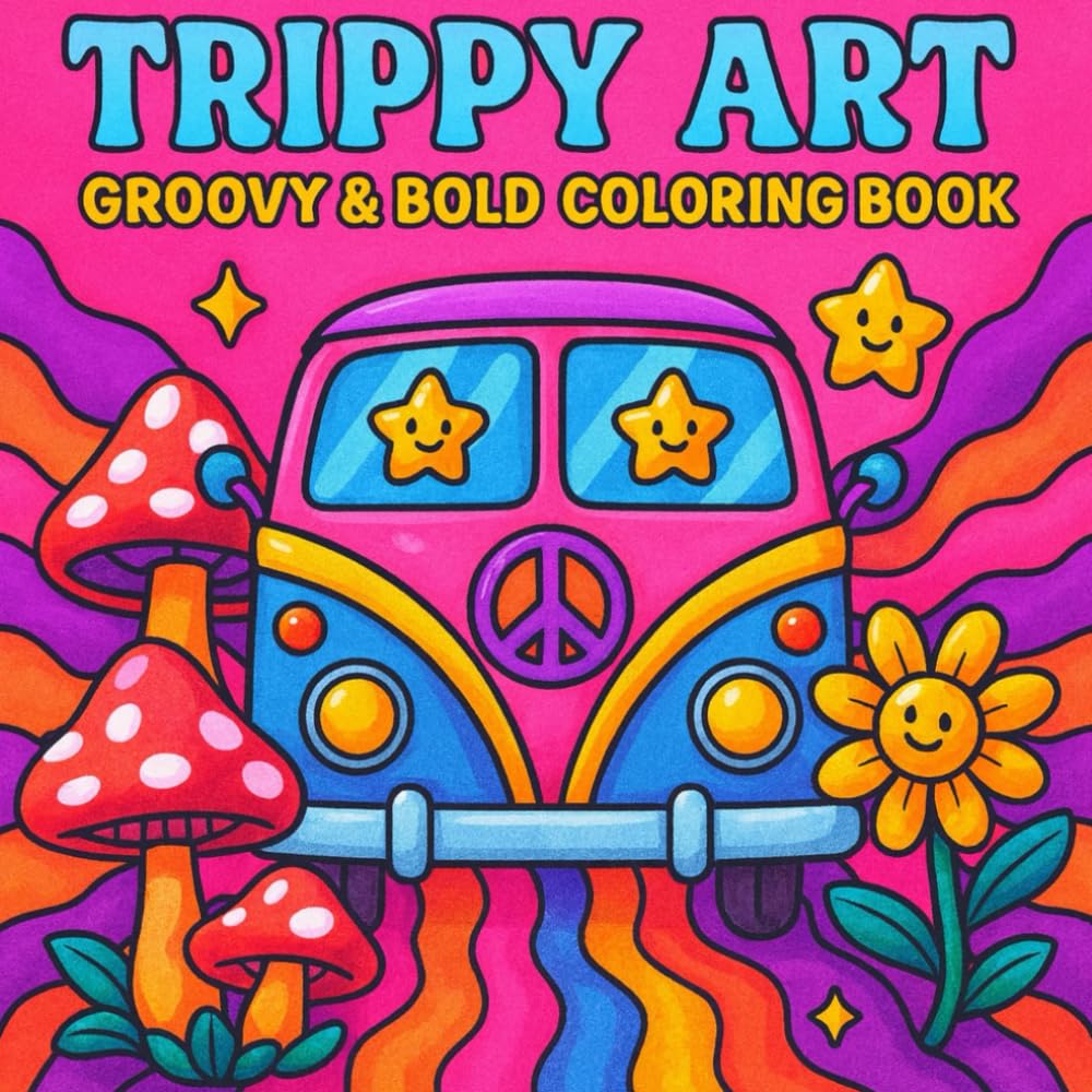 Trippy Art: Groovy & Bold Coloring Book with Unique Psychedelic Designs for Relaxation and Creativity