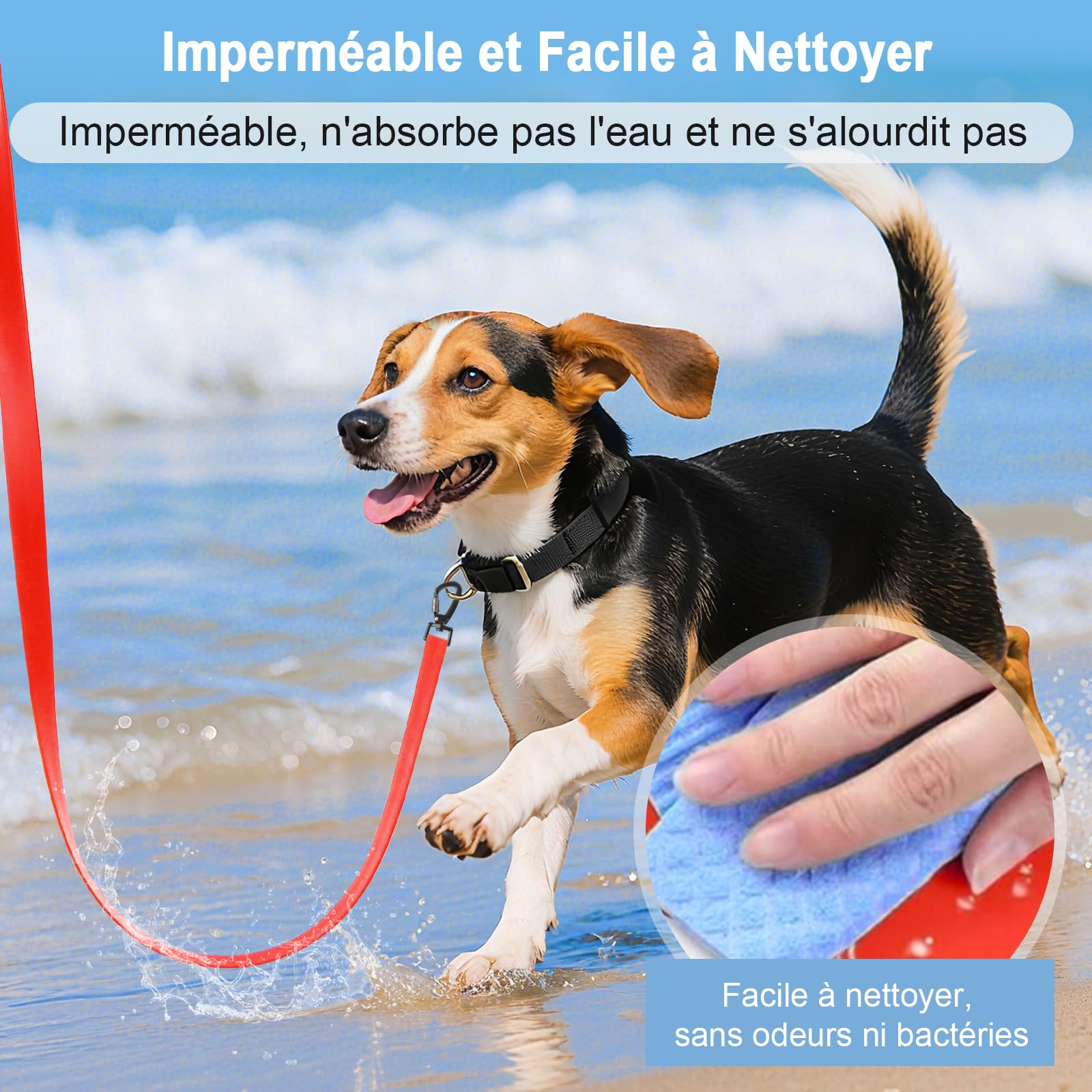 Longe pour Chien, 1,8M/ 3M/ 5M/ 10M/ 15M/ 20M/ 25M/ 30M Laisse de Dressage étanches pour Chiens, Long Laisse pour Petits, Moyens et Grands Chiens