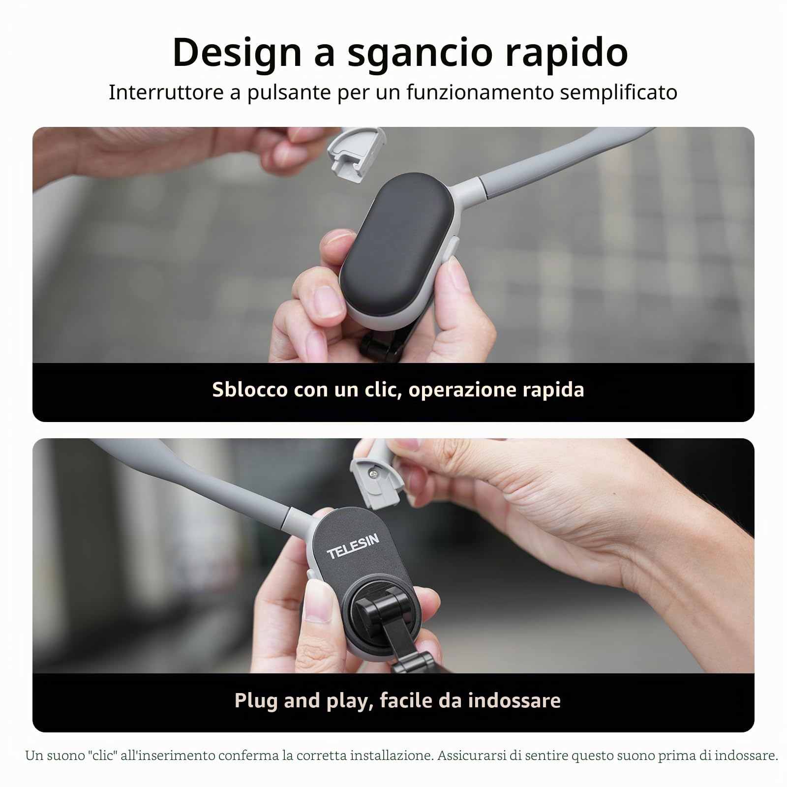 TELESIN° Supporto Magnetico per Telefono da Collo, POV/VLOG Collana Magnetica per Telefoni Cellulari per Magsafe Portacellulare da collo Accessori per telefoni cellulari per iPhone Android (Gray)