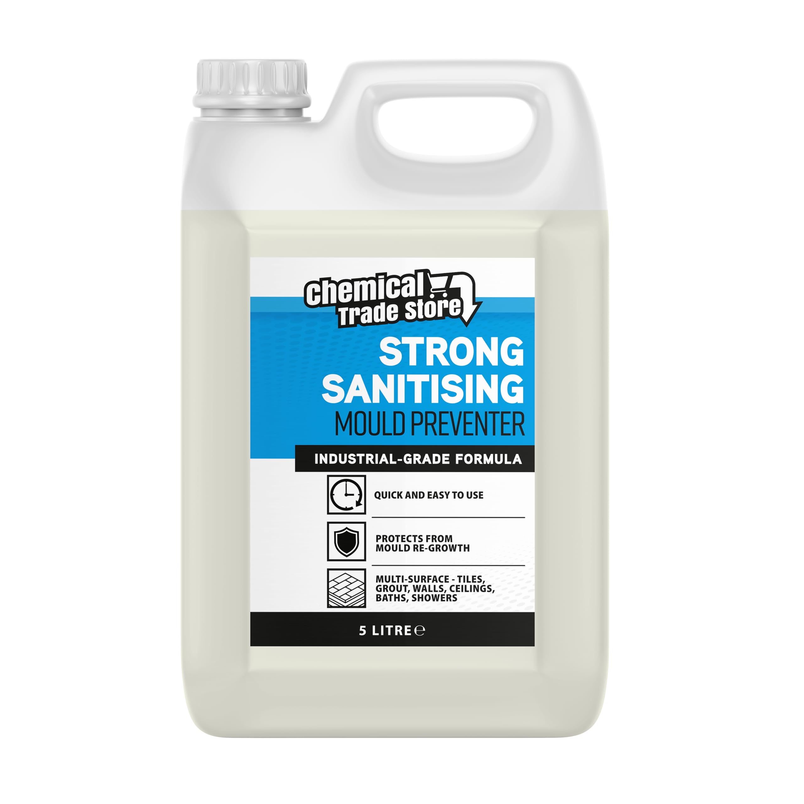 Chemical Trade Store - Mould Preventer - Powerful Mildew Remover, Keeps Mouldy Stains Away From Walls, Tiles, Silicone Seals & More - 5 Litre