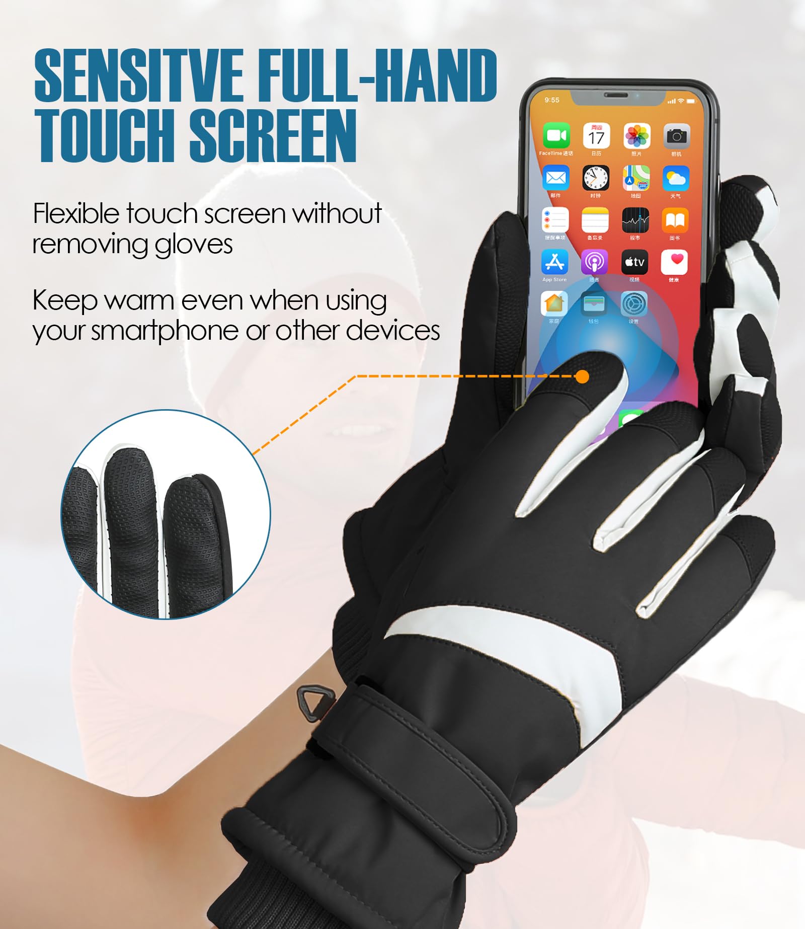 Guantes Térmicos Táctiles Antideslizantes Invierno Hombre Mujer Esquí Deporte