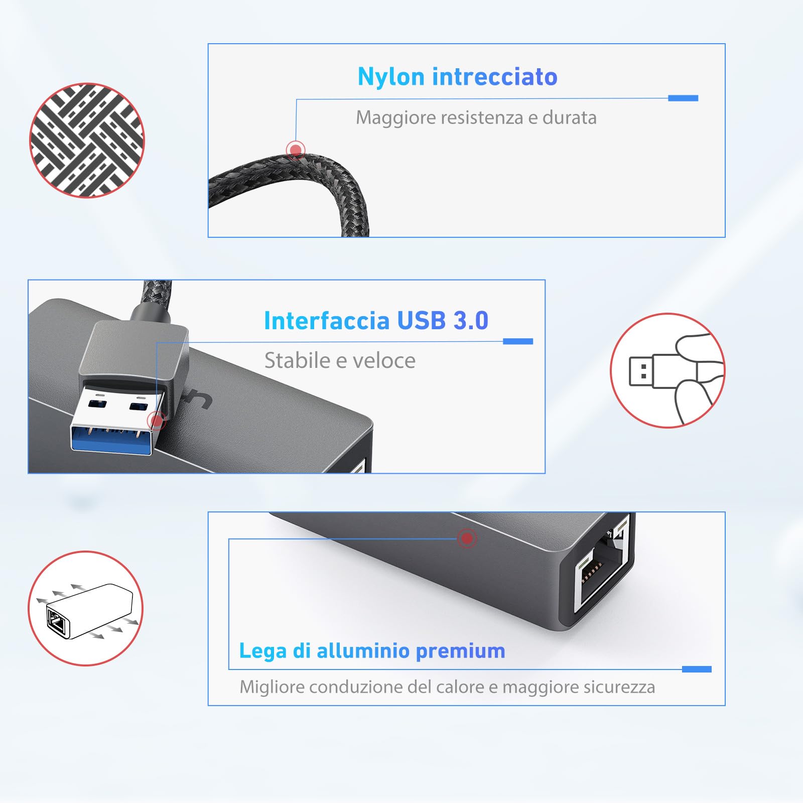 Adattatore LAN Ethernet Dobe Per Nintendo Switch, PC E Mac OS - Connessione Cablata USB