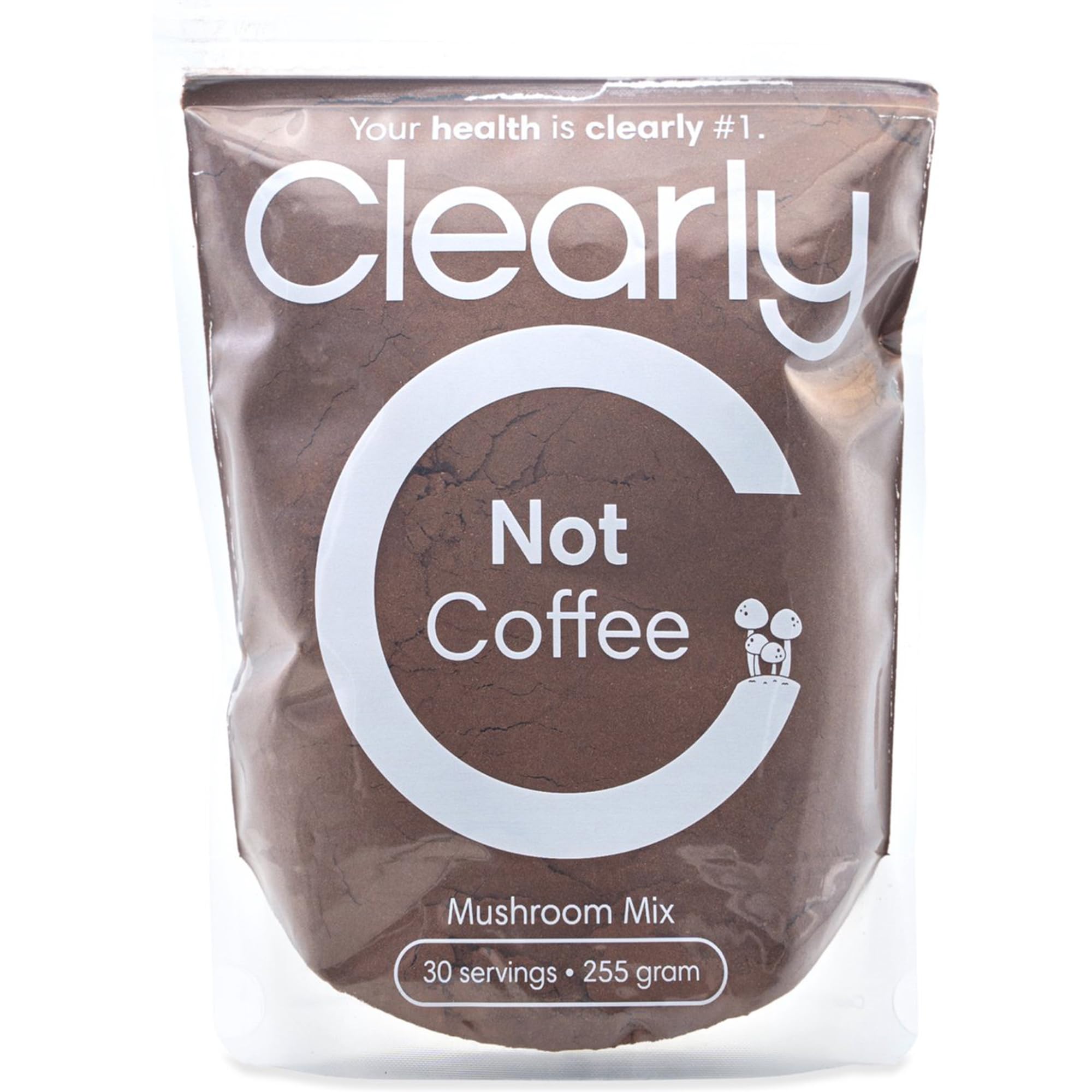 Clearly Not Coffee – Ungesüßtes Pilzgetränk mit Kakao, Chaga, Reishi, Lion's Mane & Cordyceps – Kaffee­freie Kakao-Alternative, Vegan & Zuckerfrei – 255 g
