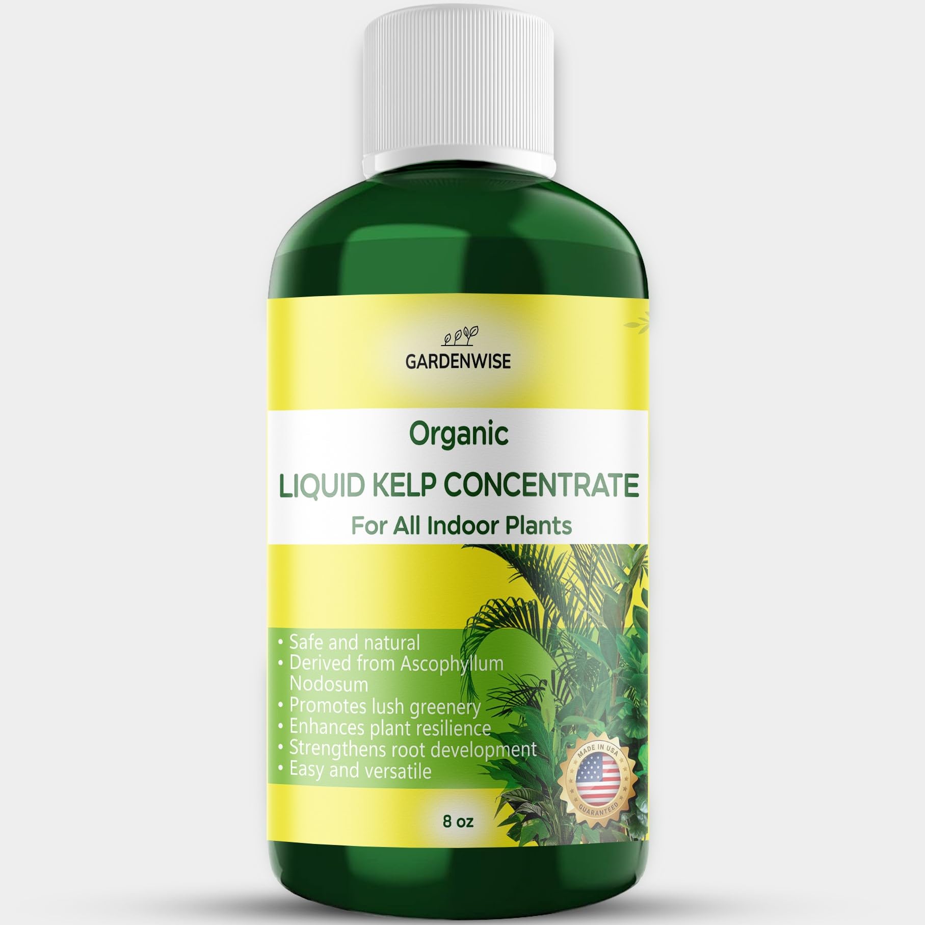 Organic Premium Kelp Seaweed Fertilizer - Liquid Hydroponics Fertilizer - Liquid Plant Food - Nutrient-Rich Soil Enhancer - Natural Plant Food for All Indoor Plants (8 oz)