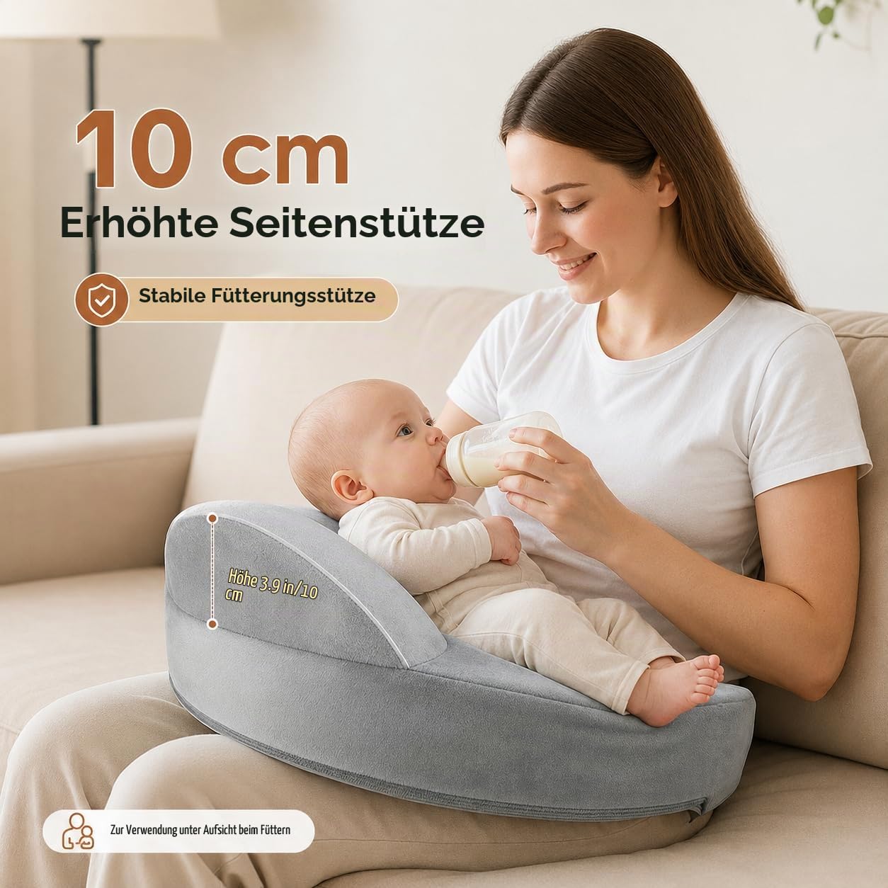 Memory Foam Nursing Pillow - Pioneering Safety Fence-Plus Size Breastfeeding Pillow for Ergonomic Comfort & Support-Easier and Healthier Nursing - Fit for All