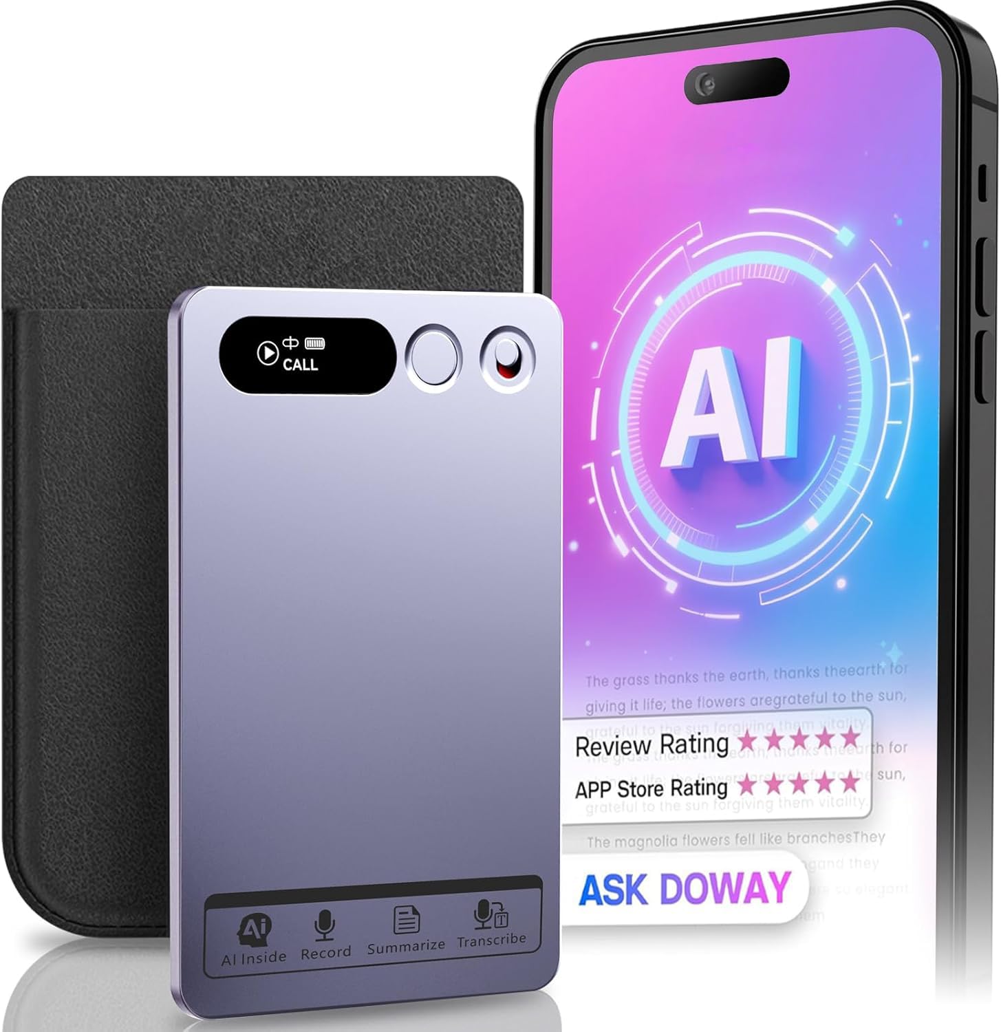 Tobo AI Voice Recorder, Note Voice Recorder Transcribe & Summarize with AI Technology, App Control Supports 152 Languages, Magnetic Case 64GB Memory Audio Recorder-image-11