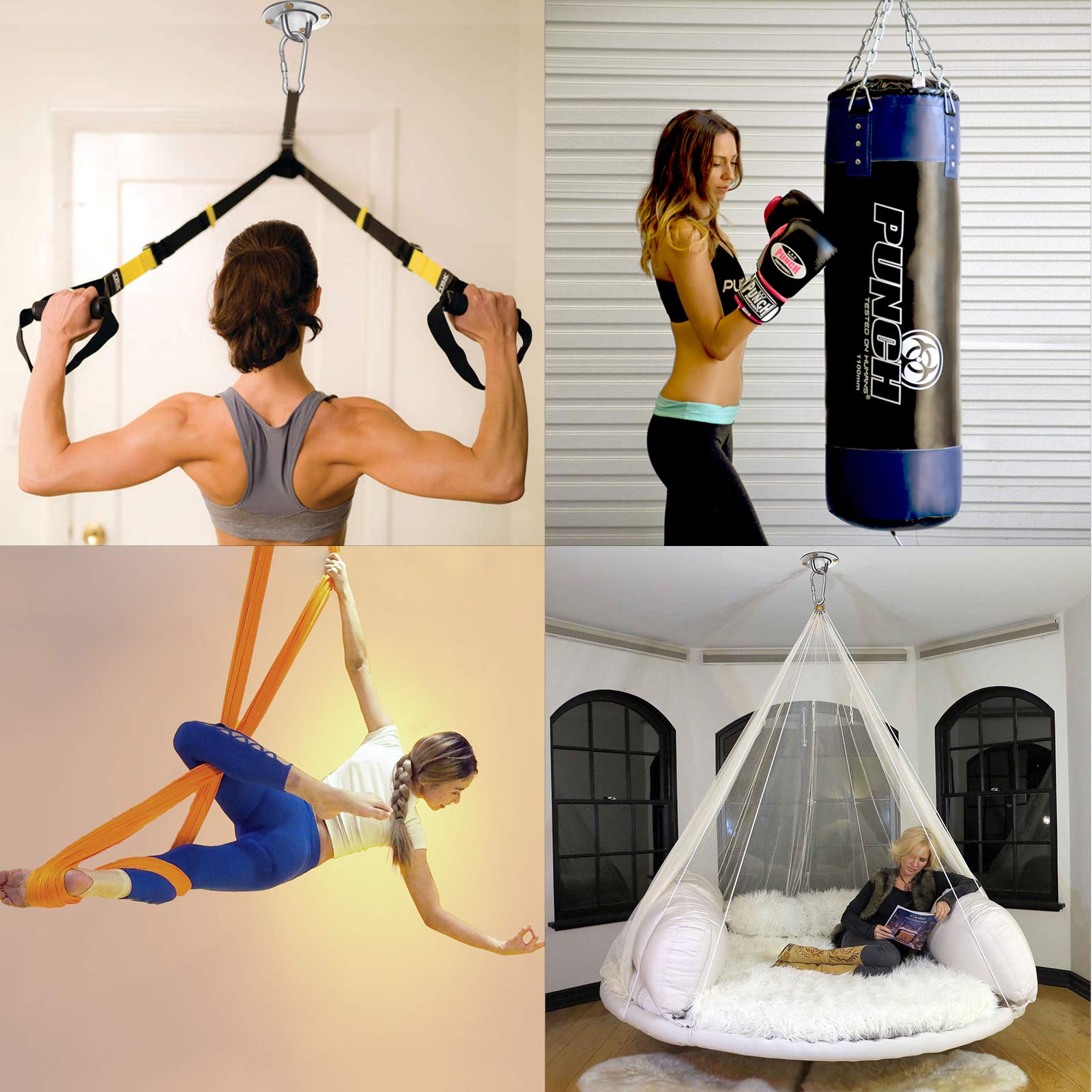 CCLIFE Gancio Da Soffitto In Acciaio Inox 304 – Portata 500 Kg, Per Altalene E Sacco Boxe