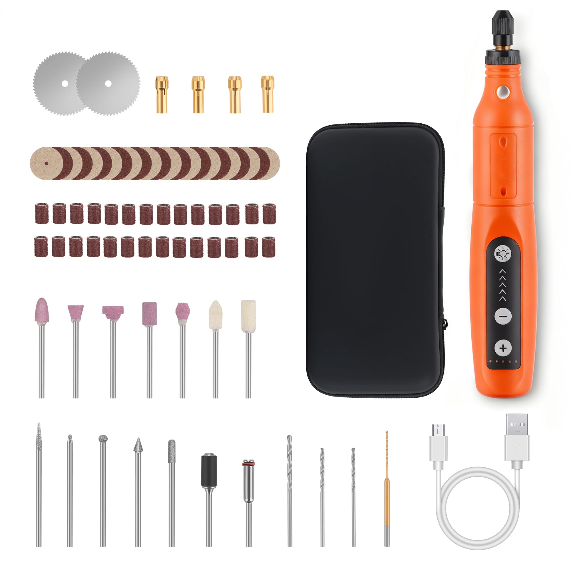 Lichamp Mini utensile rotante senza fili, 5 velocità, 3,7 V, ricaricabile, con tipo C, per incisione, levigatura, lucidatura, foratura, rettifica, piccoli lavori fai da te
