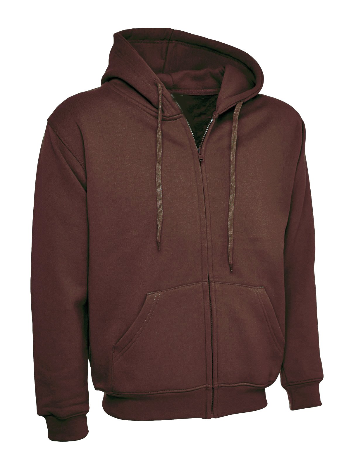 Ladies Zip-Up Hoodie Size 10 to 28 Plus Loose Fit Plain Hooded Sweatshirt NEW (UK 22-24, Brown)