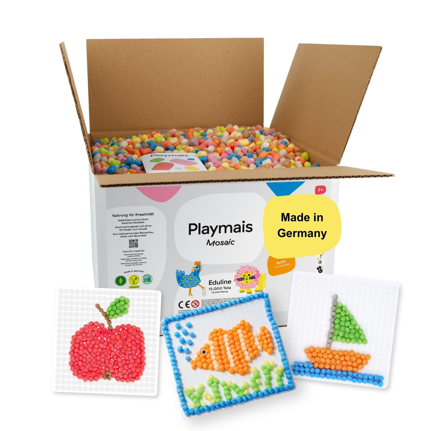 Playmais Eduline Mosaic Refill 12000, Craft Set, Natural Toy, Includes 1 Sponge, 1 Instructions (English language not guaranteed), Vegan, Responsible & Safe for Children and the Environment, from 3