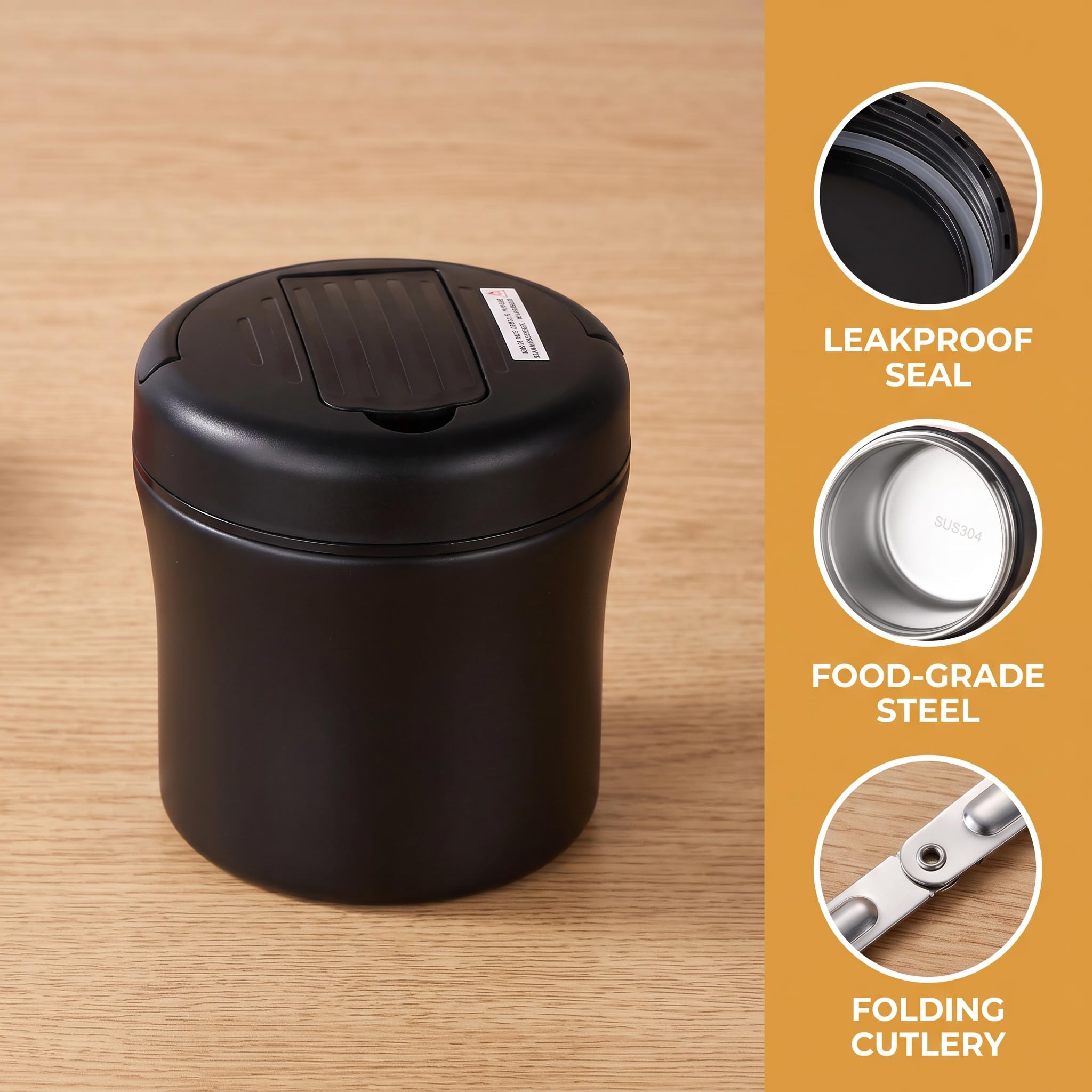 Vakuumisolierter Speisebehälter mit Klapplöffel，Weiß+Tasche：1.5L | 1,2/1,5-Liter-Thermoskanne, Lunchbox mit breiter Öffnung, auslaufsicheres Design für Büro, Camping und tägliche Mahlzeiten