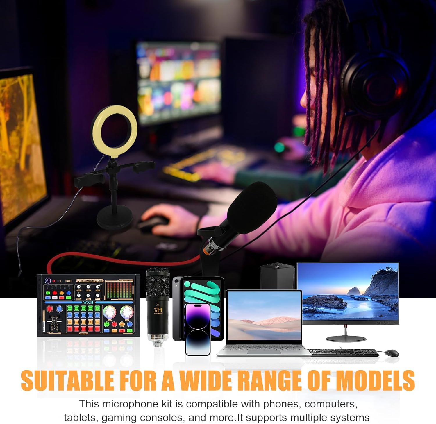 Diagram showing all components included in the ALSO GO Podcast Equipment Bundle