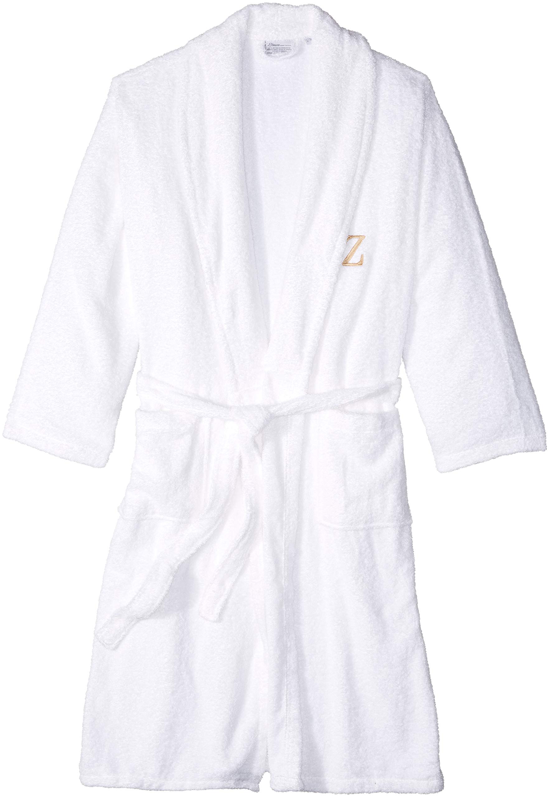 Linum Home Textiles Unisex Terry Cotton Bathrobe, Large/X-Large, Oversized Monogram Letter
