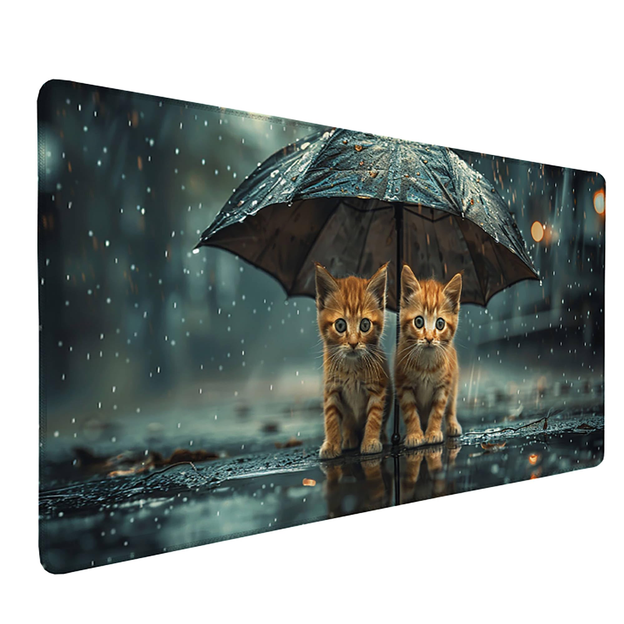 Czarna podkładka pod mysz XXL, podkładka na biurko, 1200 x 600 cm, szyte krawędzie, podkładka pod mysz, gumowa podstawa, kot, podkładka pod mysz, stabilna przyczepność na gładkich powierzchniach,