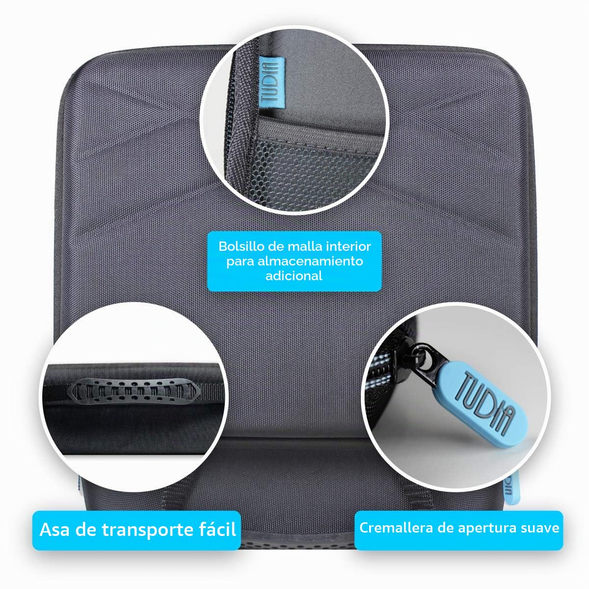 TUDIA Funda rígida vacía de EVA para almacenamiento fácil de transportar compatible con el mini proyector TopVision 2400Lux, funda portátil para mini proyectores y accesorios