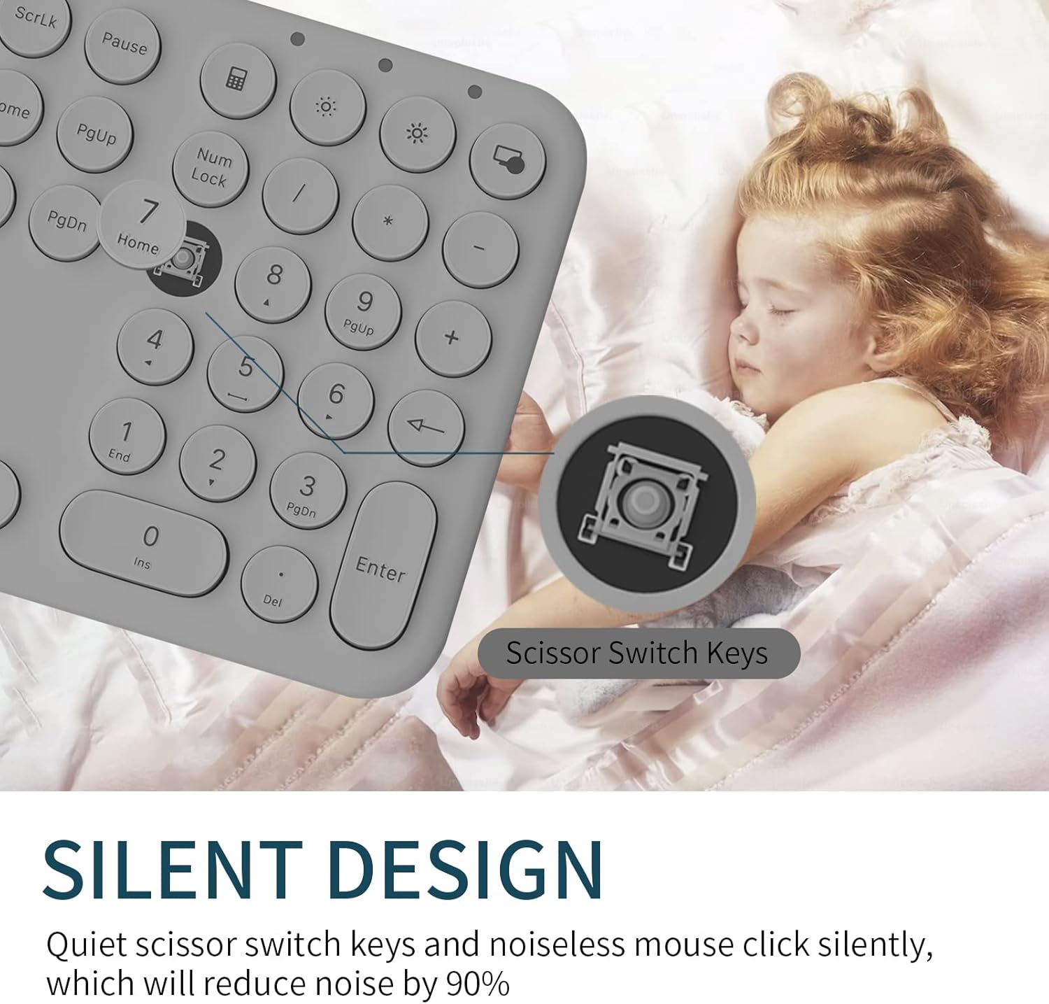 Wireless Keyboard Mouse Combo - 2.4Ghz Aesthetic Quiet Keyboard and Mouse Wireless - 110 Keys Full Size Ultra-Thin Keyboard for Laptop, Computer, PC, Notebook, Windows, Mac OS (Gray)