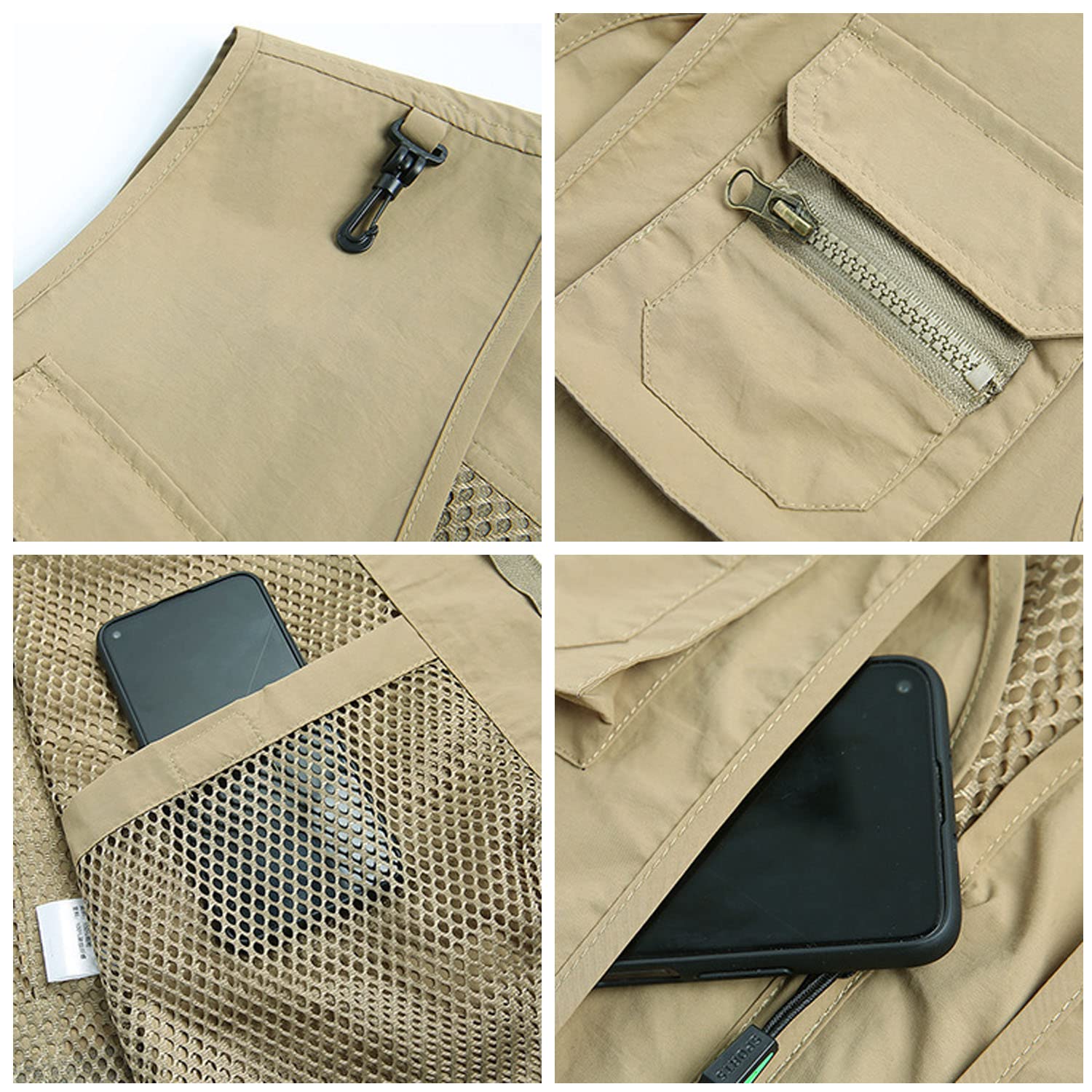Chaleco para Hombre Chaleco Sin Mangas con Multibolsillos Chaleco De Pesca Exteriores Chaleco De Viaje Transpirable De Verano Chaqueta De Fotografía Utilitario