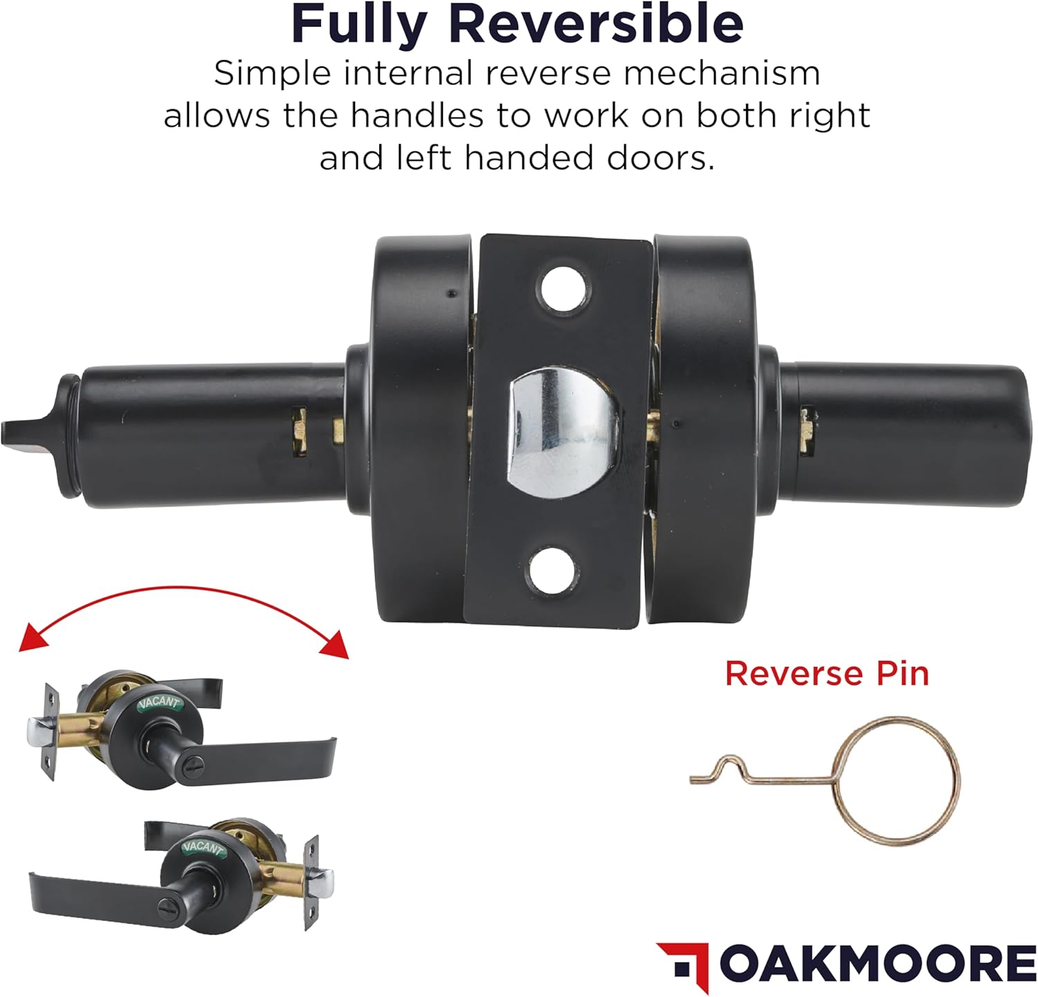 Commercial Door Handle Lock, Bathroom Locks for Home Doors, Vacant Occupied Bathroom Restroom Door Handles, Privacy Lock, Occupied Door Handle (Black)