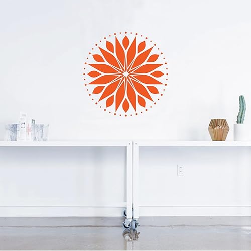 Miniatura 2 de Calcomanía de vinilo para pared, diseño de mandala circular, 23 x 23 pulgadas, calcomanías adhesivas de vinilo para decoración del hogar,