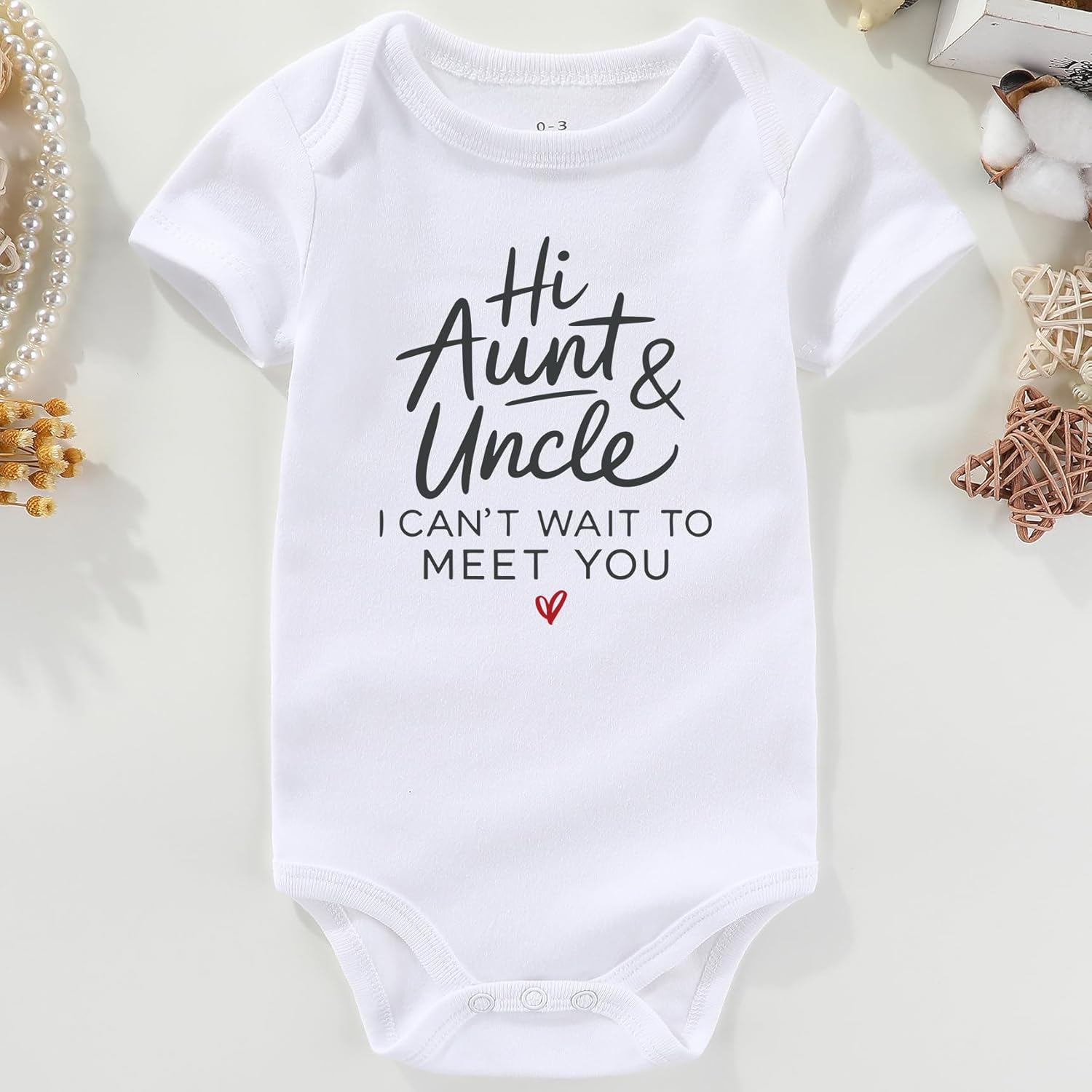 Hi aunt and uncle baby pregnancy announcement for uncle aunt I Can't Wait To Meet You Baby Clothes - Image 2