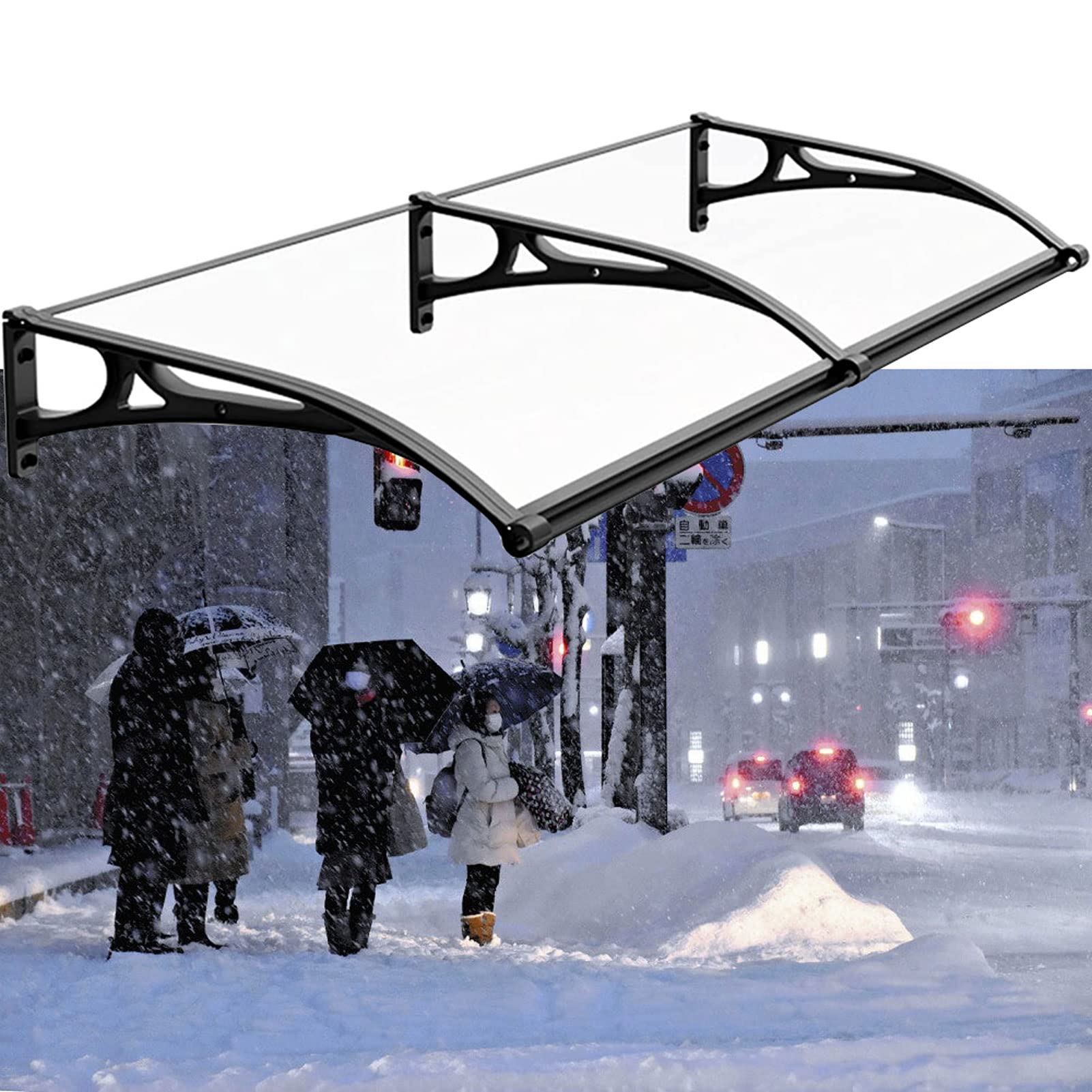 Auvent extérieur en aluminium noir et polycarbonate blanc : l'élégance durable pour patio
