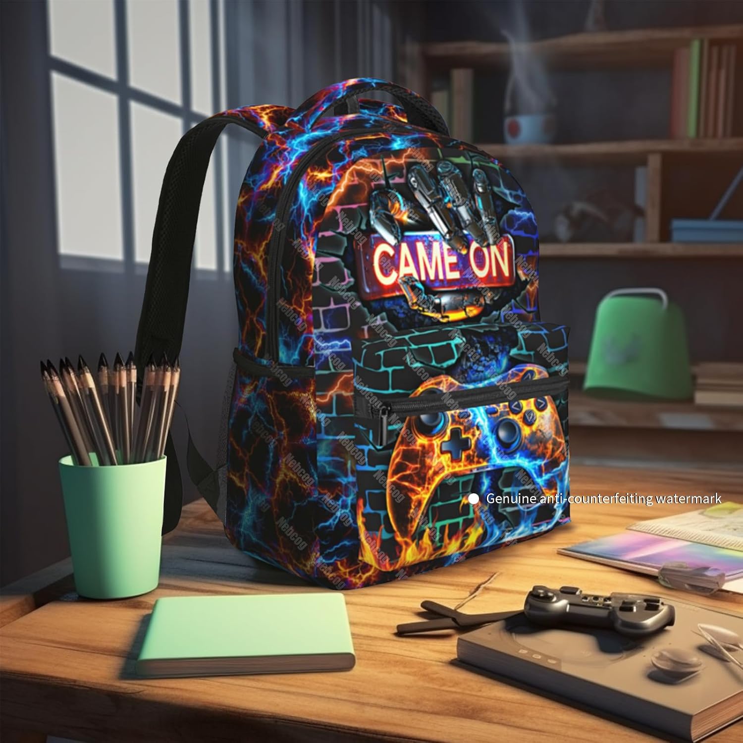 School Backpack for Boys Gamer Boys Backpack for Kids Children Elementary Middle School Video Game Bookbag Backpacks for 6-18 Waterproof Lightweight 17 Inches Travel Back Pack - Image 7