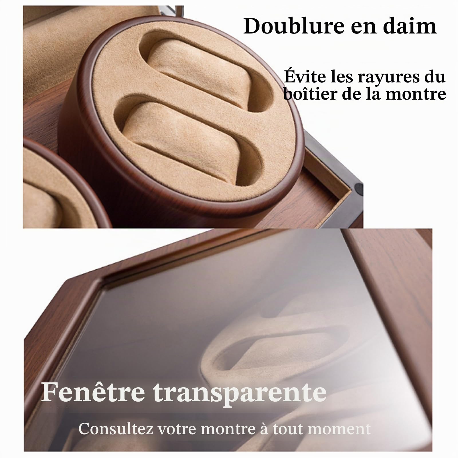 Remontoir Montre Automatique,Boite Montre Automatique,Remontoir à Montre Ecrins,Remontoir De Montre Automatique en Bois,BoîTe De Remontoir De Montre pour 1 Montres,Silencieuse