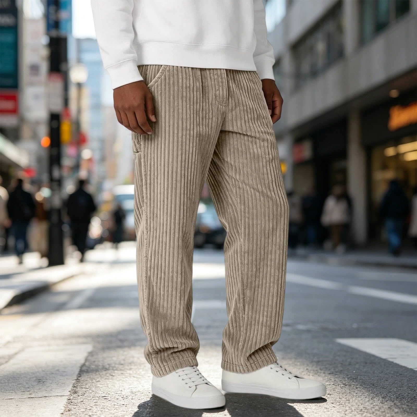 Corduroy Hosen Herren Cordhose Herren Stretch Baggy Stilvolle Freizeithose Mit Taschen Lässige Laufhose Elastische Taille Atmungsaktiv Sporthose Sweatpants Mit Tunnelzug Leicht Cord Stoffhose