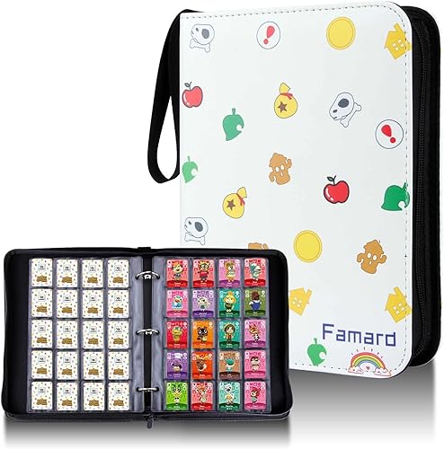 Famard Carpeta de 300 bolsillos compatible con tarjetas Amiibo Mini Animal Crossing de Amiibo, tarjetas de juego NFC, funda de transporte para