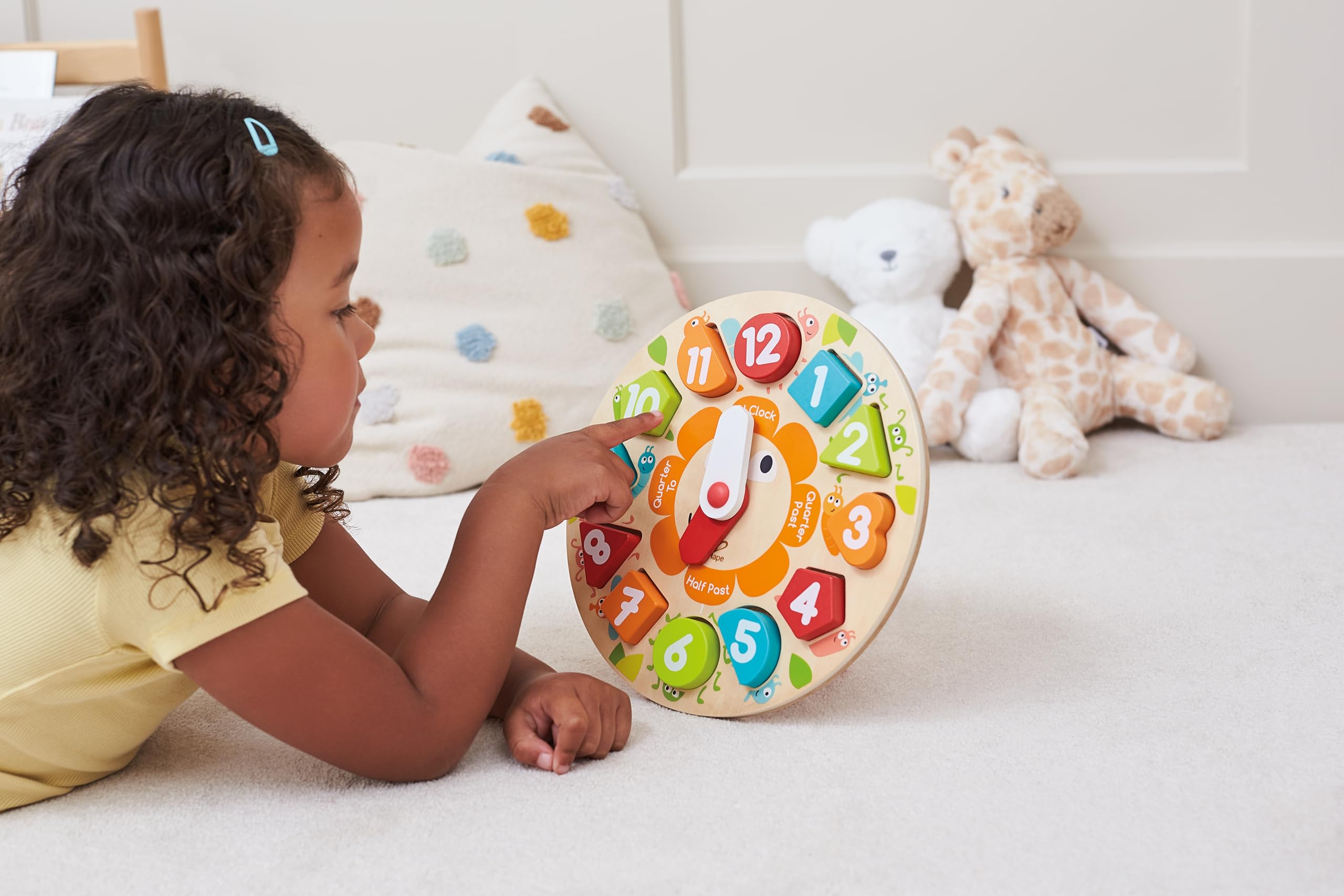 Hape Puzzle Orologio Incastro in Legno - Impara a Leggere l’Ora con Forme e Colori, Gioco Educativo per Bambini