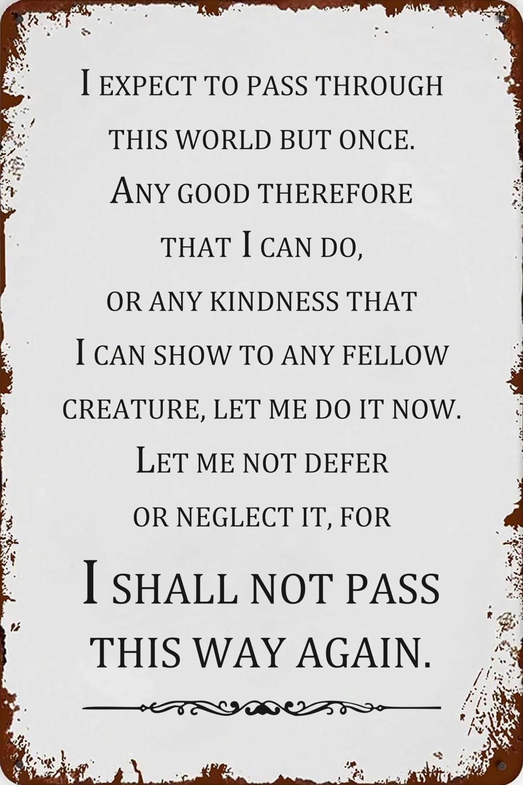 Vintage Metal Tin Signs I Shall Not Pass This Way Again Retro Poster,Graduation Gift for Her Fuuny Wall Art Decor Plaque for Home Living Room Man Cave Bar Farm Office Decorative Gift 8x12 Inch