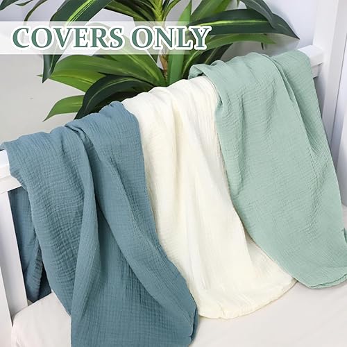 Miniatura 2 de Hooyax Funda de muselina para tumbona de bebé, funda suave de algodón orgánico para recién nacidos, para bebés niños y niñas (azul-verde)