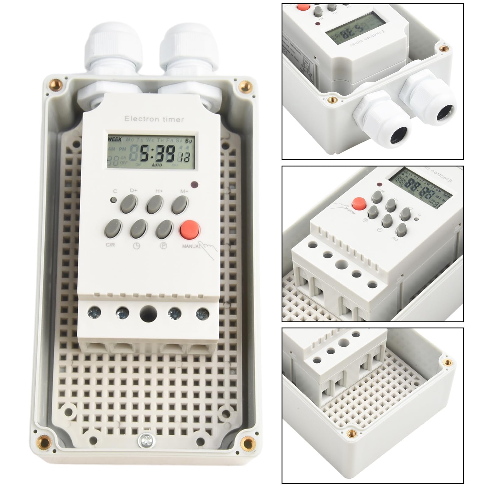 Interruttore timer digitale 230 V CA 30 A, impermeabile IP65, interruttore a relè programmabile, supporta 99 cicli al giorno