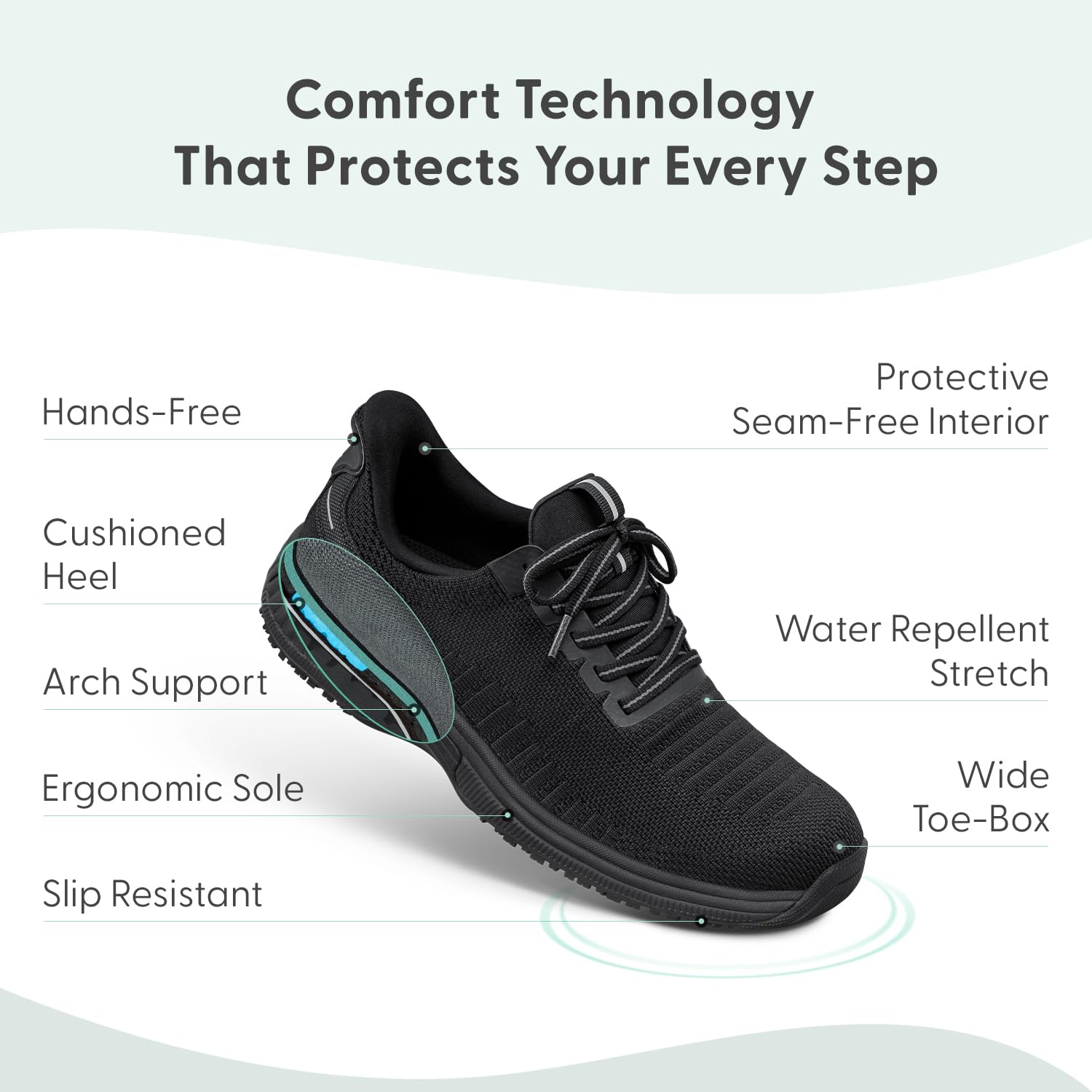 Orthofeet Women's Orthopedic Knit Kita Hands-Free Sneakers: 11.5 All Black