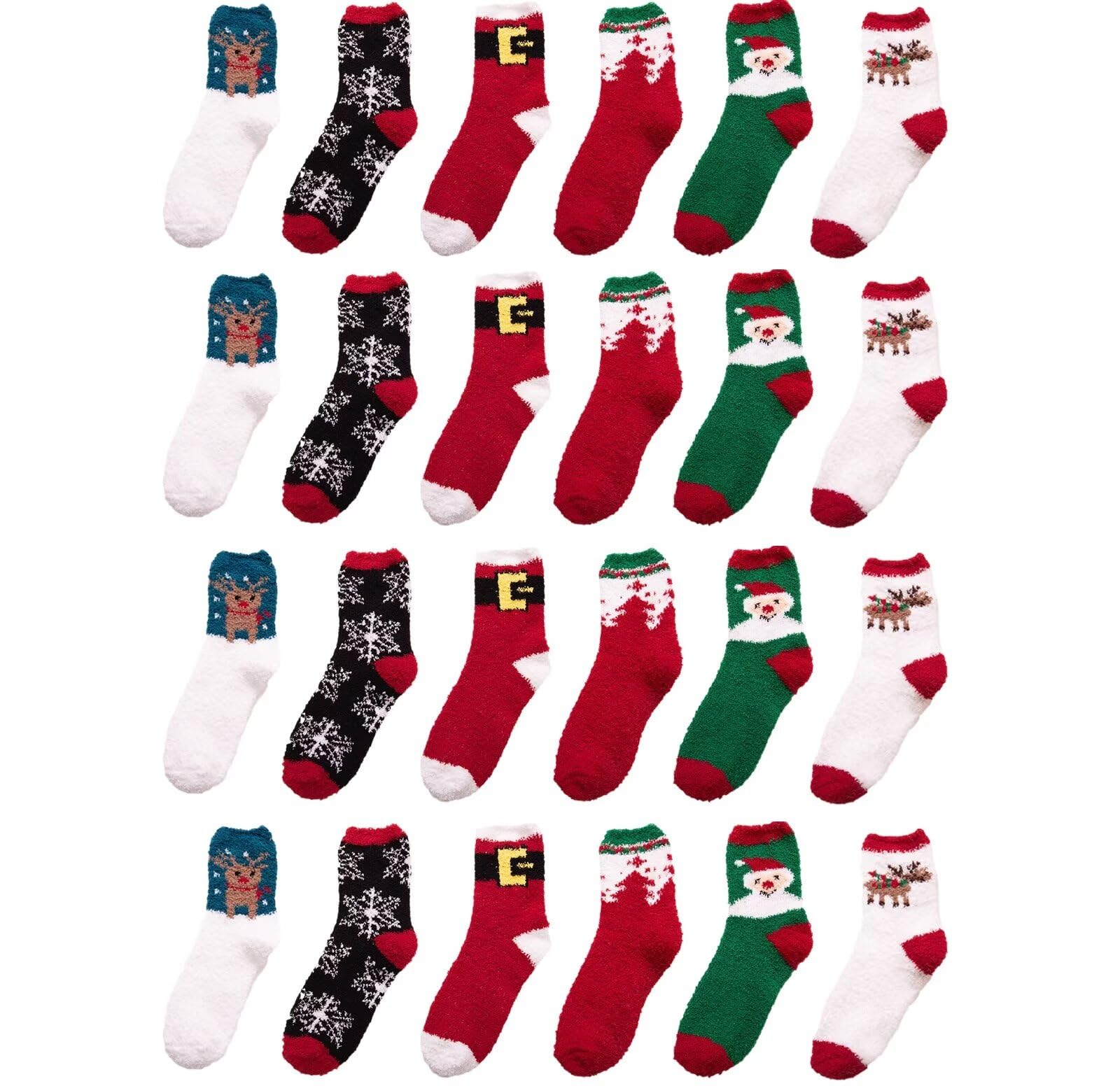 30 paia di calzini di Natale, calzini natalizi unisex in cotone per regali di Natale colorati
