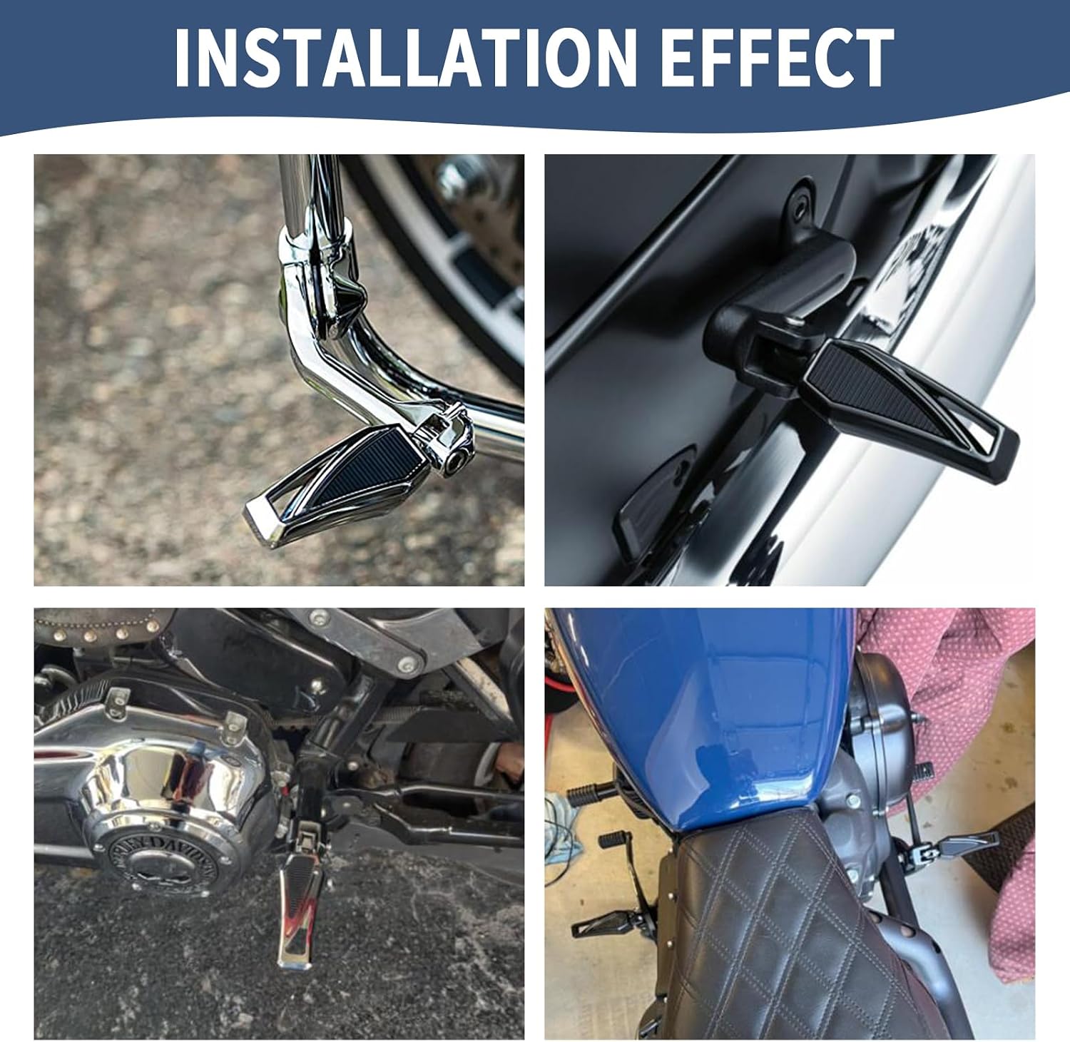 Motorcycle Passenger Foot Pegs Phantom Rear Pegs Fit for Honda Shadow VT750 VT600 VTX1800 VTX1300 VT1300 VLX Deluxe VT1100 Valkyrie GL1500C Magna VF750C V45 Rebel CMX250C (Chrome)