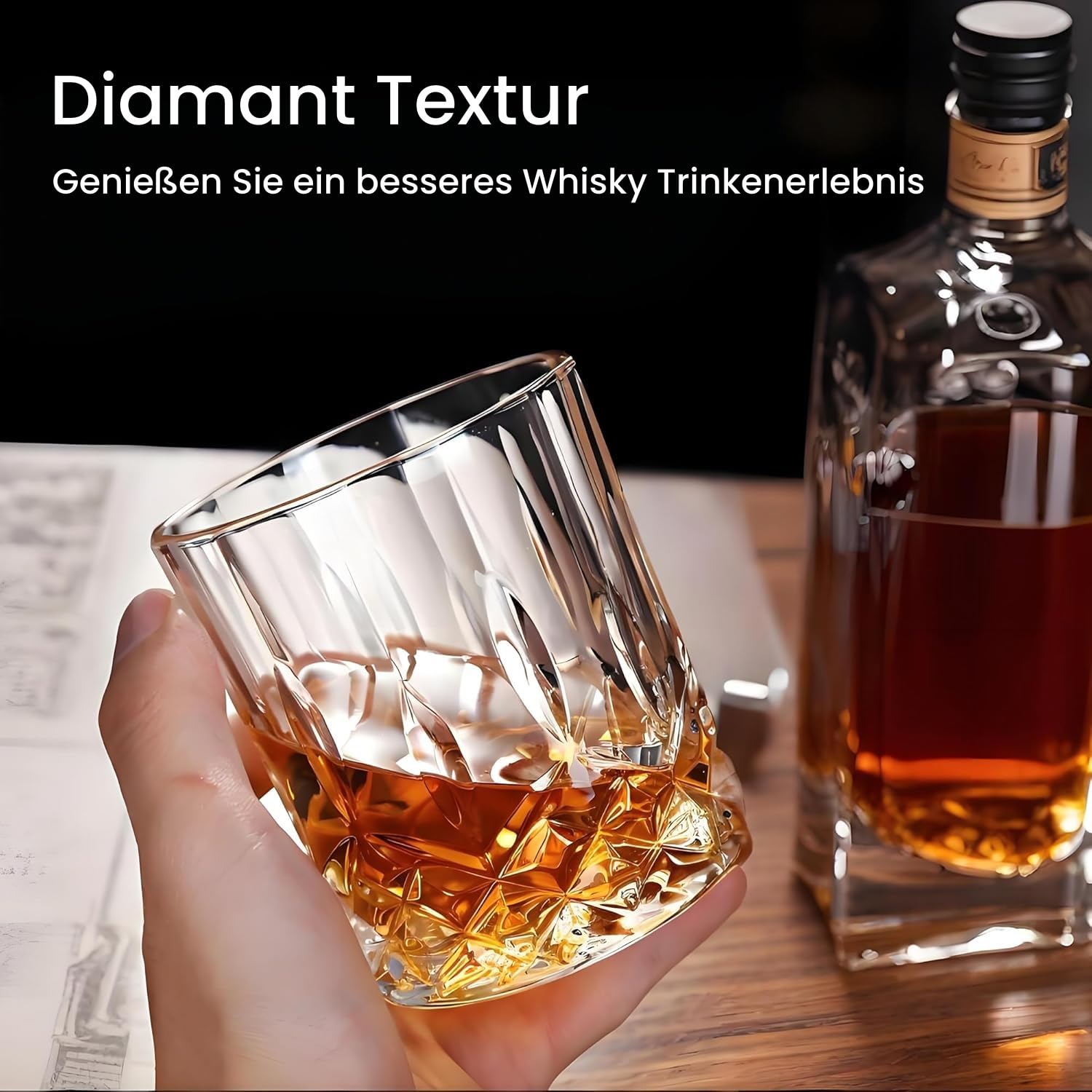 Whisky Gläser Set 6 Stück Whiskygläser Geschenke Spülmaschinenfest, 210ml Crystal Glass, Whisky-Geschenk (6 Stück Transparent RCS006)