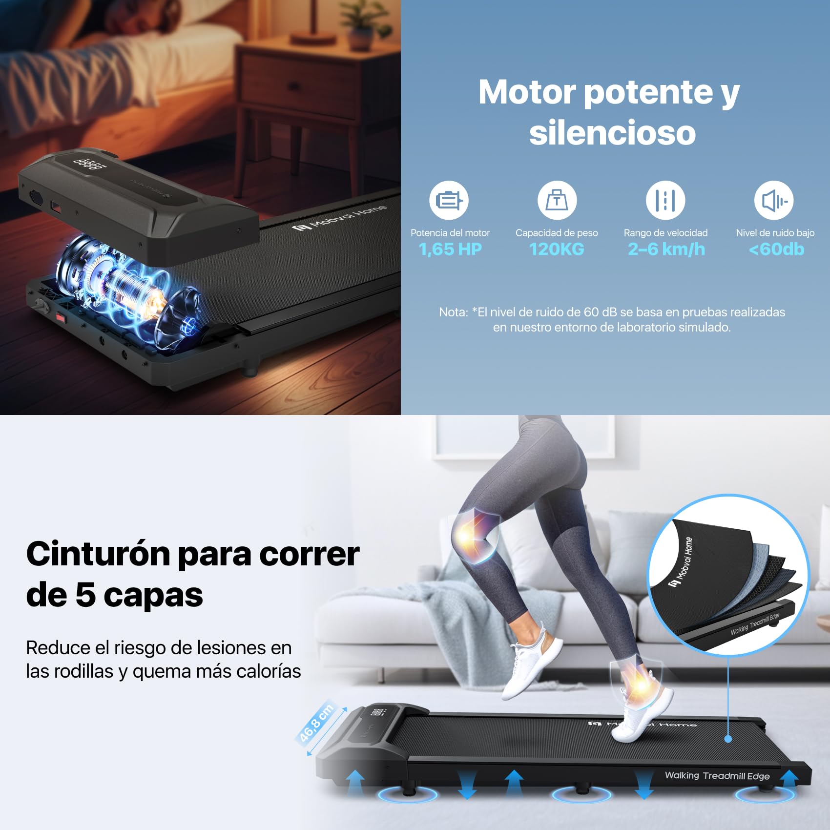 Mobvoi Desk Walking Treadmill - Portable and Compact for Home/Office, with Remote Control, Supports 120 kg, Adjustable Speed 2-6 km/h