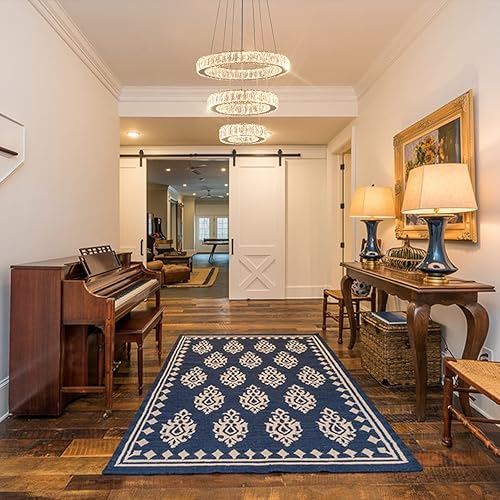 Miniatura 2 de FRIXCHUR Candelabro LED de 3 anillos, modernos candelabros de cristal, luces colgantes ajustables, luces de techo doradas para dormitorio, comedor