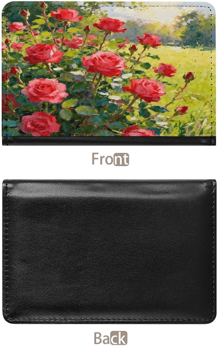 Rose Red Under The Golden Glow Passport Holder Cute Portable Passports Cover Slim Identification Passport Holder PU Wallet Cover Case for Travel for Women Men Travel Cruise