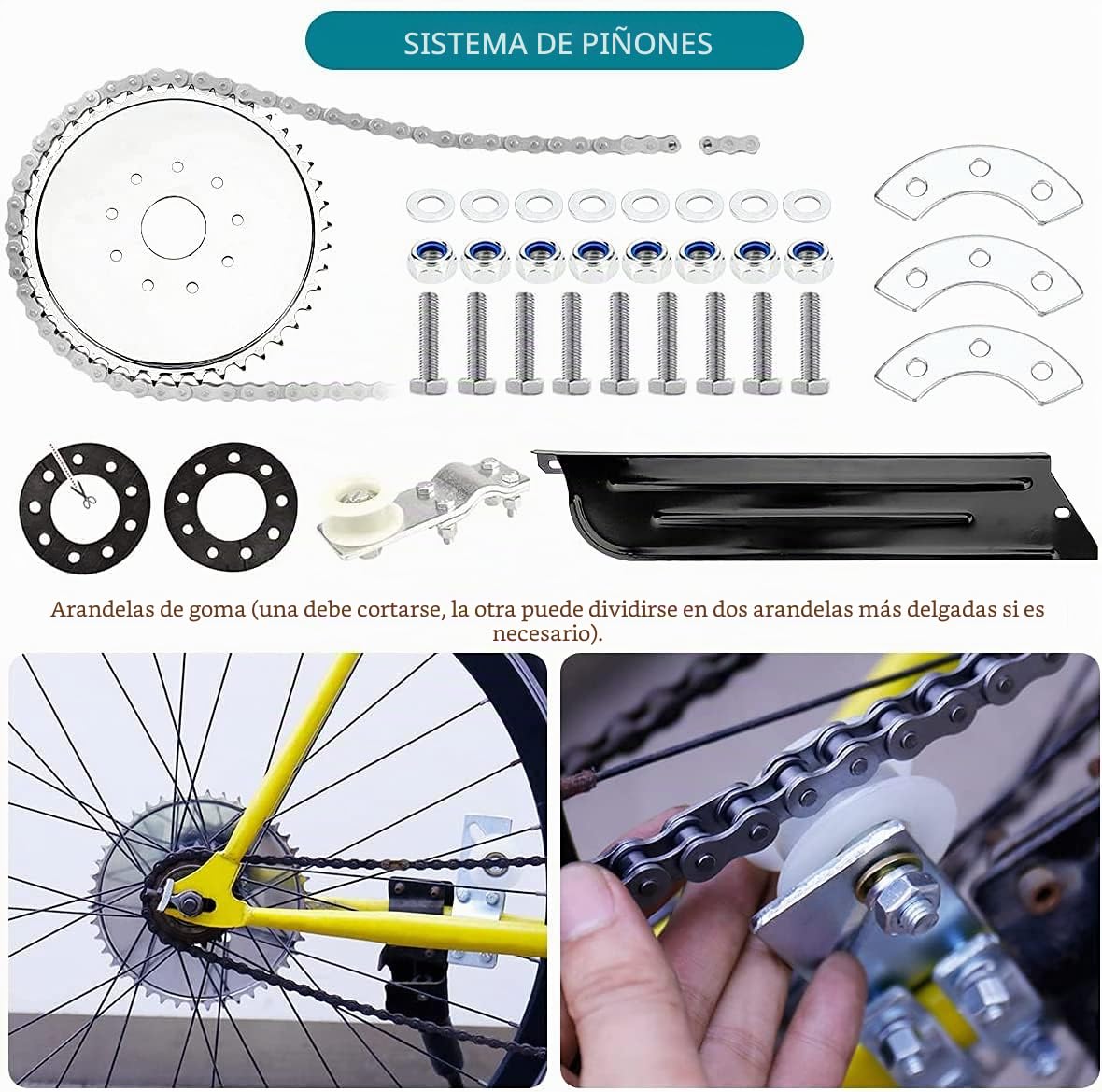 Kit de motorización para bicicleta de 2 tiempos, 100 cc, motor de gasolina, kit de conversión de bicicleta plateado