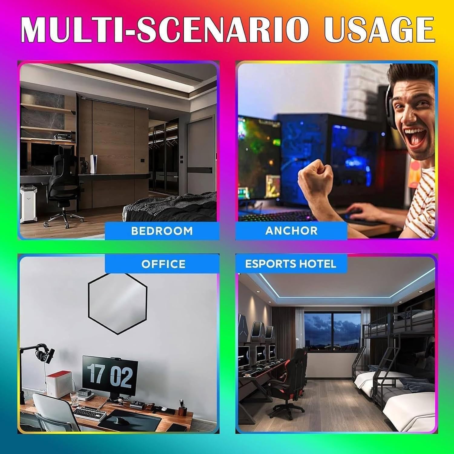 RGB Infinity Mirror Licht, Smart Farbwechsel LED Wanddekoration mit Fernbedienung & App, Dual-Funktion Spiegel und Ambient Light für Schlafzimmer Gaming-Zimmer Wohnzimmer Bar,C-50CM