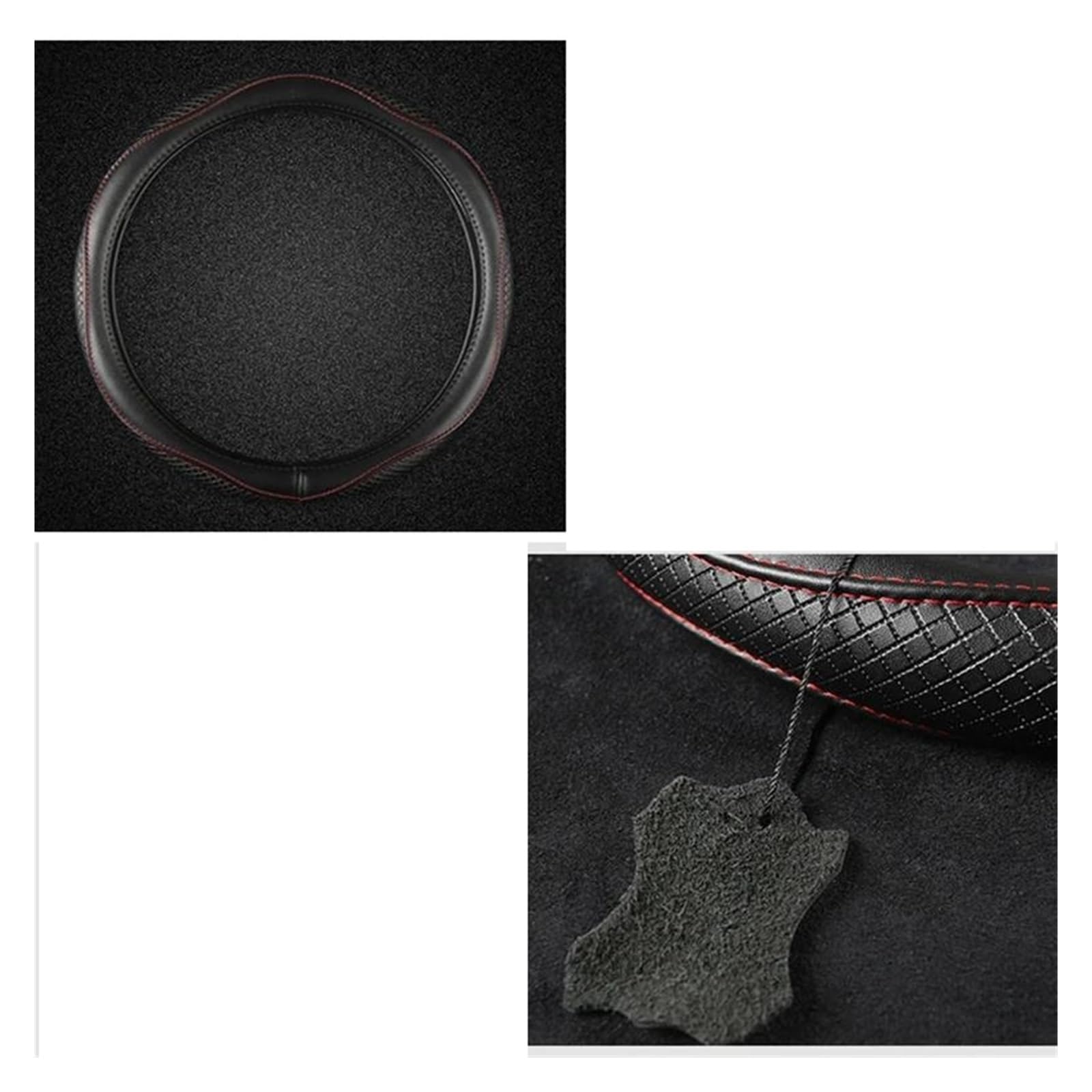 Funda para Volante de Coche de Cuero Genuino de 15 pulgadas/38 cm para Toyota Yaris, CHR, Vios, Prius y Alphard. Funda para Volante de Coche Negra.