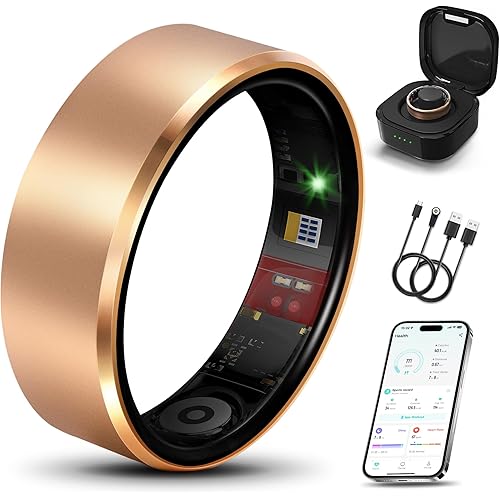 Smart Health Ring 2.0 for Women Men, Slim Scratch & Fingerprint Resistant Design,Efficient Chip Fitness Tracker, Monitors Heart, Blood Oxygen & Pressure, Sleep, Steps, Waterproof, iOS & Android, RG 8