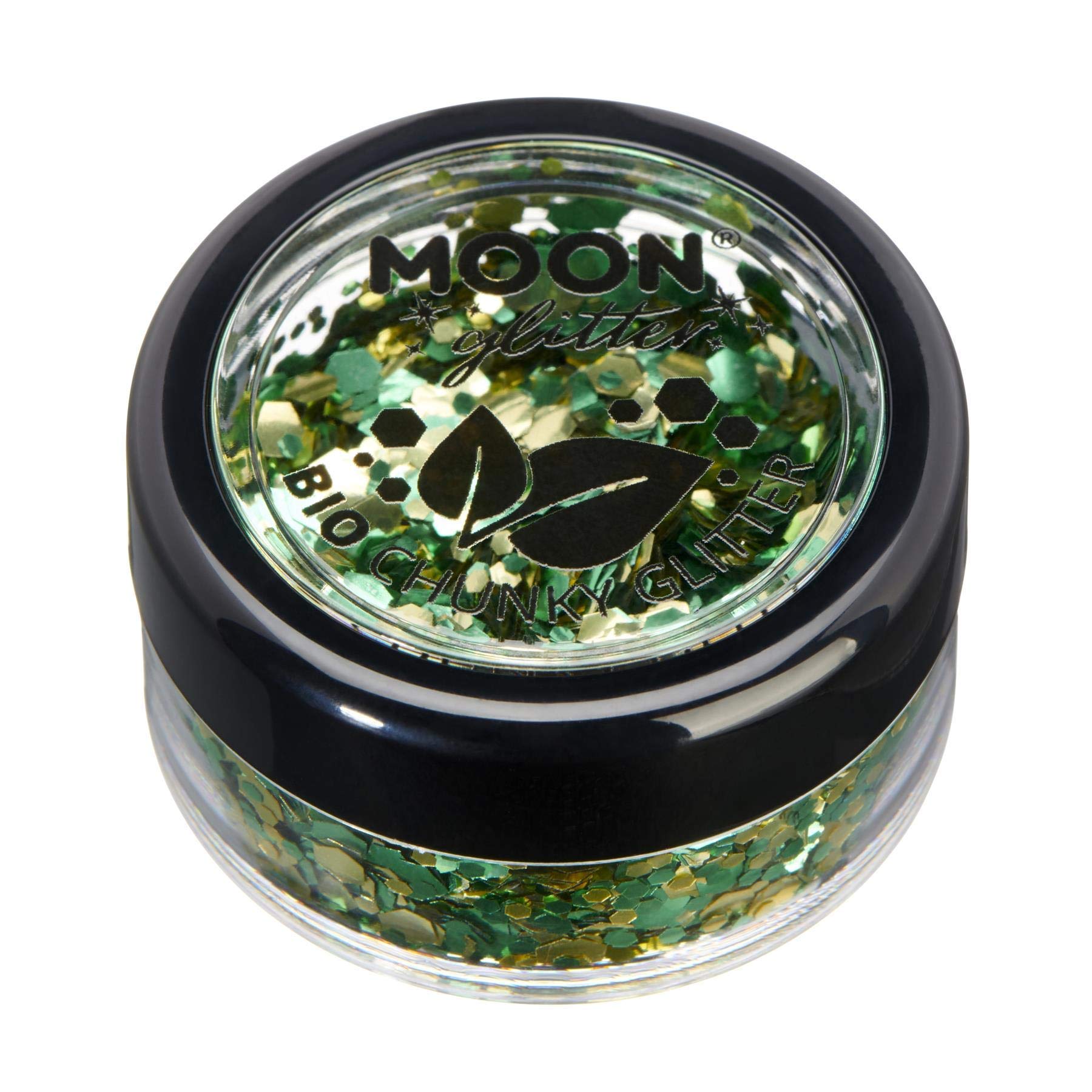 Mystic Biodegradable Eco Chunky Glitter by Moon Glitter, Shamrock, Cosmetic Bio Festival Makeup Glitter for Face Body, Nails