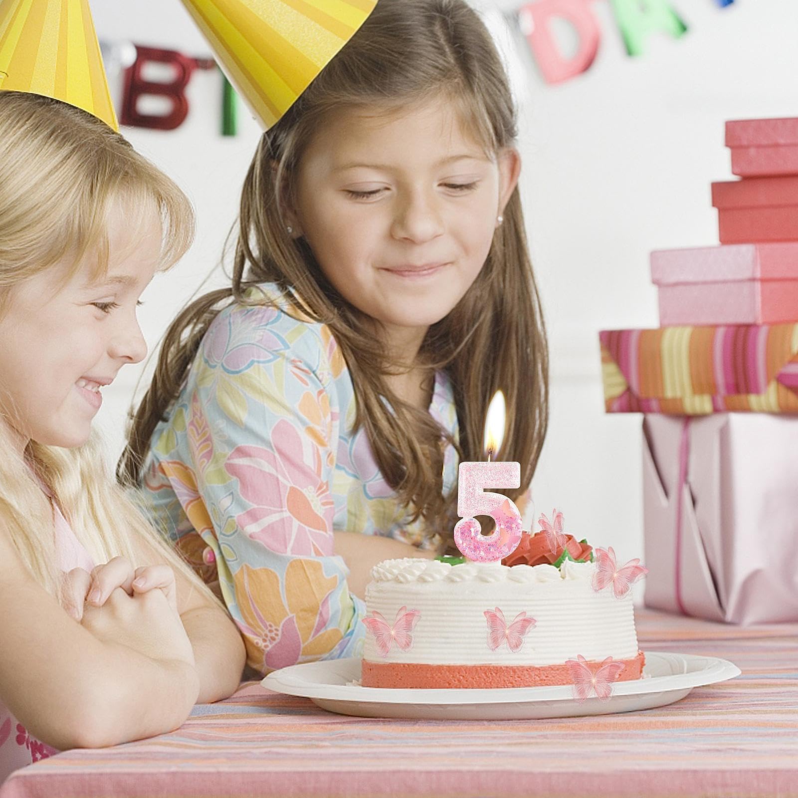 Mciskin Bougies D'anniversaire En Forme De Couronne Pour Filles – Décorations De 4e Anniversaire – Bougie à Paillettes Roses Pour Gâteau – Bougies à