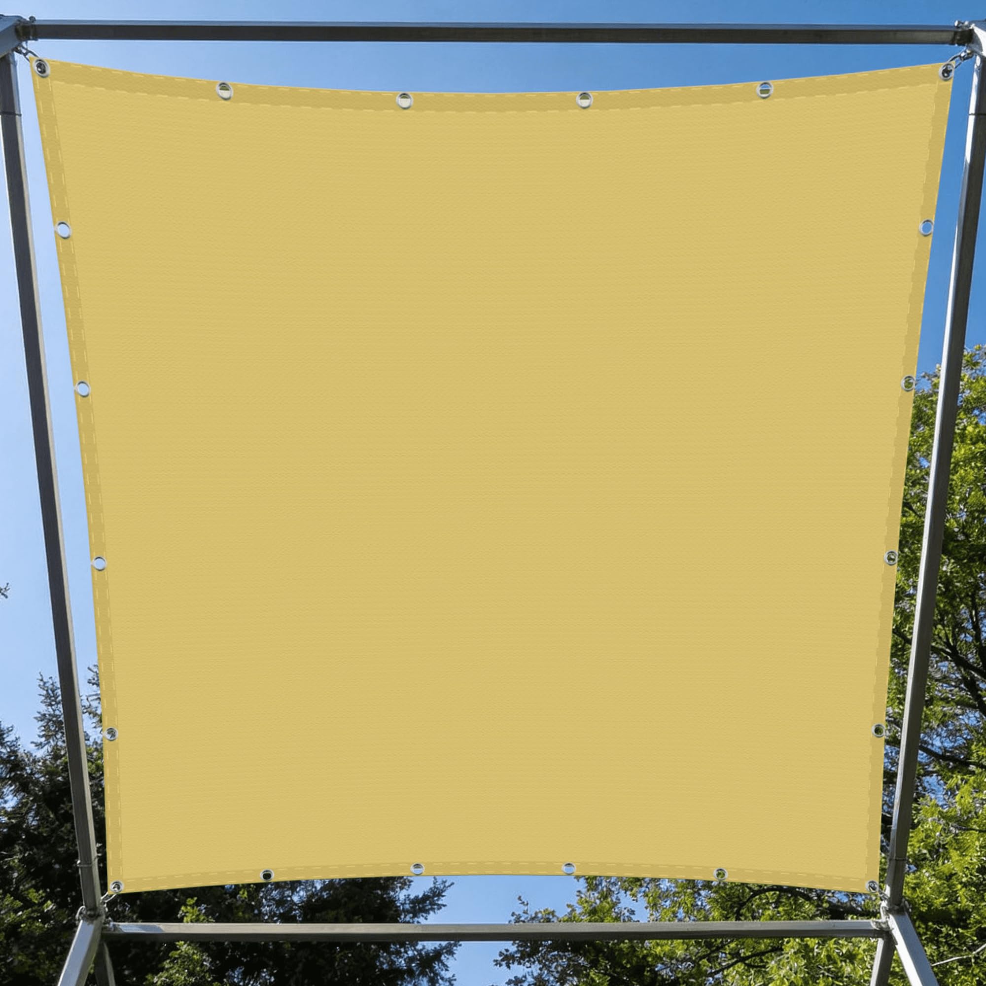 Voile d'ombrage 140x600 cm jaune sable pour la protection solaire du jardin