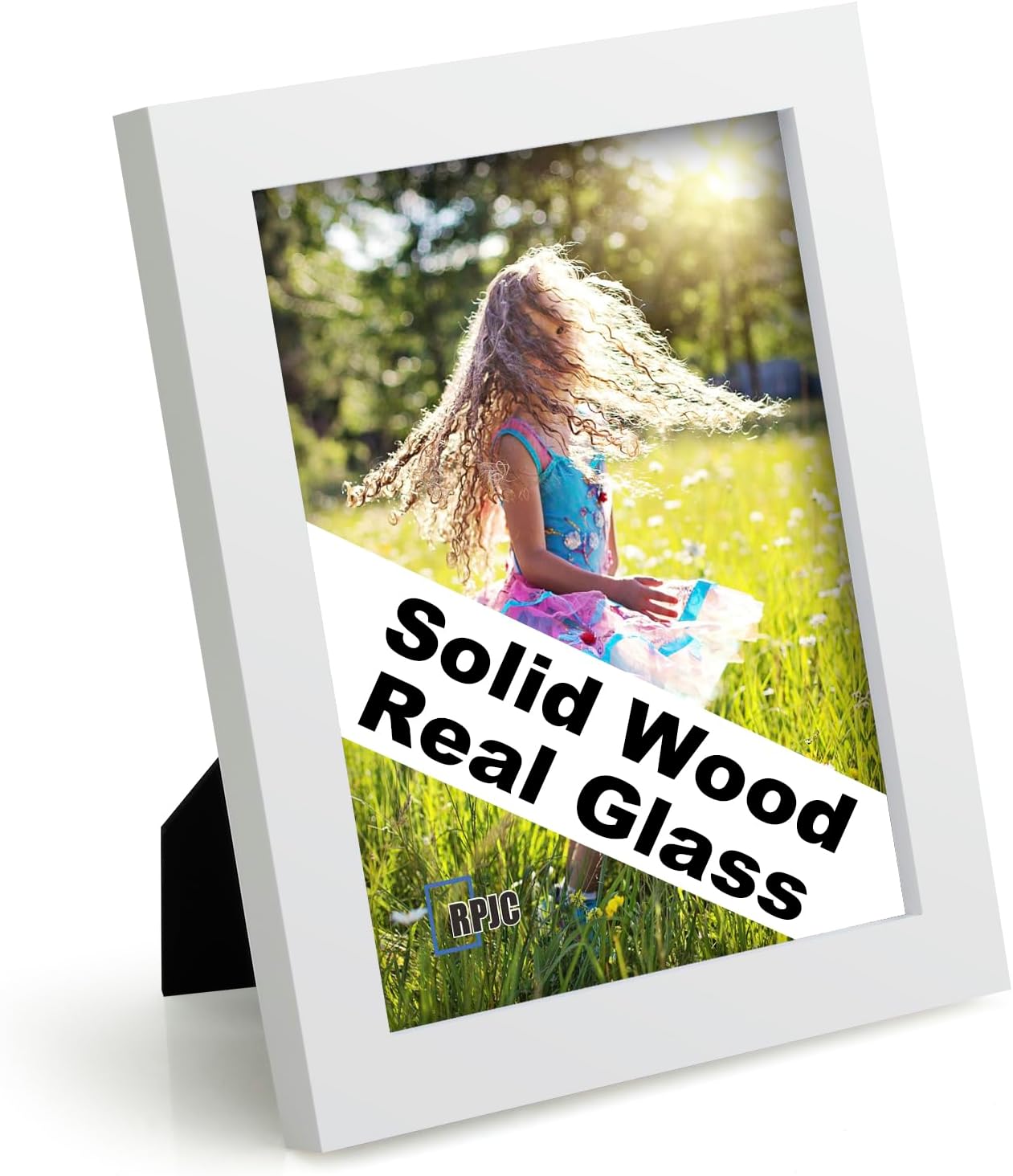 RPJC 6x8 inch Picture Frame Made of Solid Wood and High Definition Glass Display Pictures for Table Top Display and Wall Mounting Photo Frame White