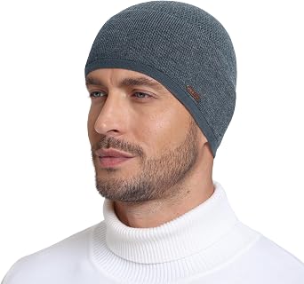 Wmcaps Mens Beanie Wool Hat, Breathable Skull Cap for Running & Daily Wear