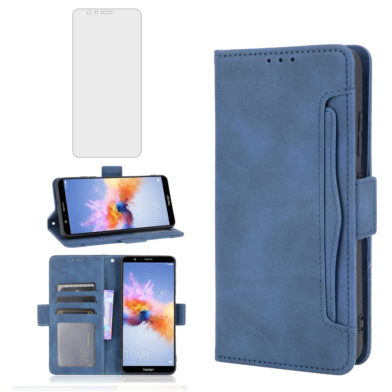 Asuwish Funda Compatible Con Huawei Y9 Prime 2019 Y Protector De Pantalla De Vidrio Templado, Soporte De Anillo Celular Con Soporte Para Teléfono Huwai P Smart Z Hwauei Honor 9X Hawaii